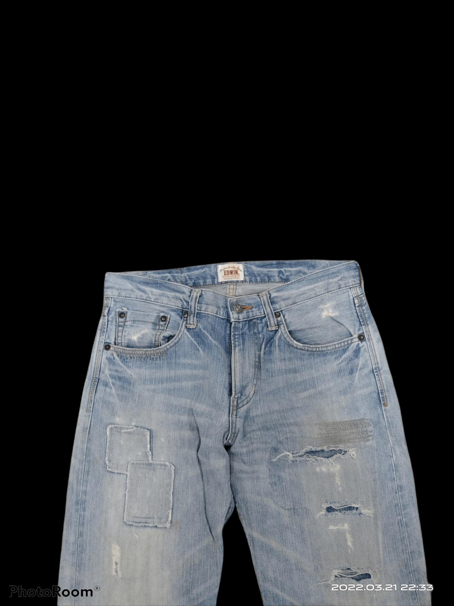Japanese Brand DISTRESSED PACTHWORK EDWIN EXCLUSIVE VINTAGE DENIM PANTS Size US 33 - 3 Thumbnail