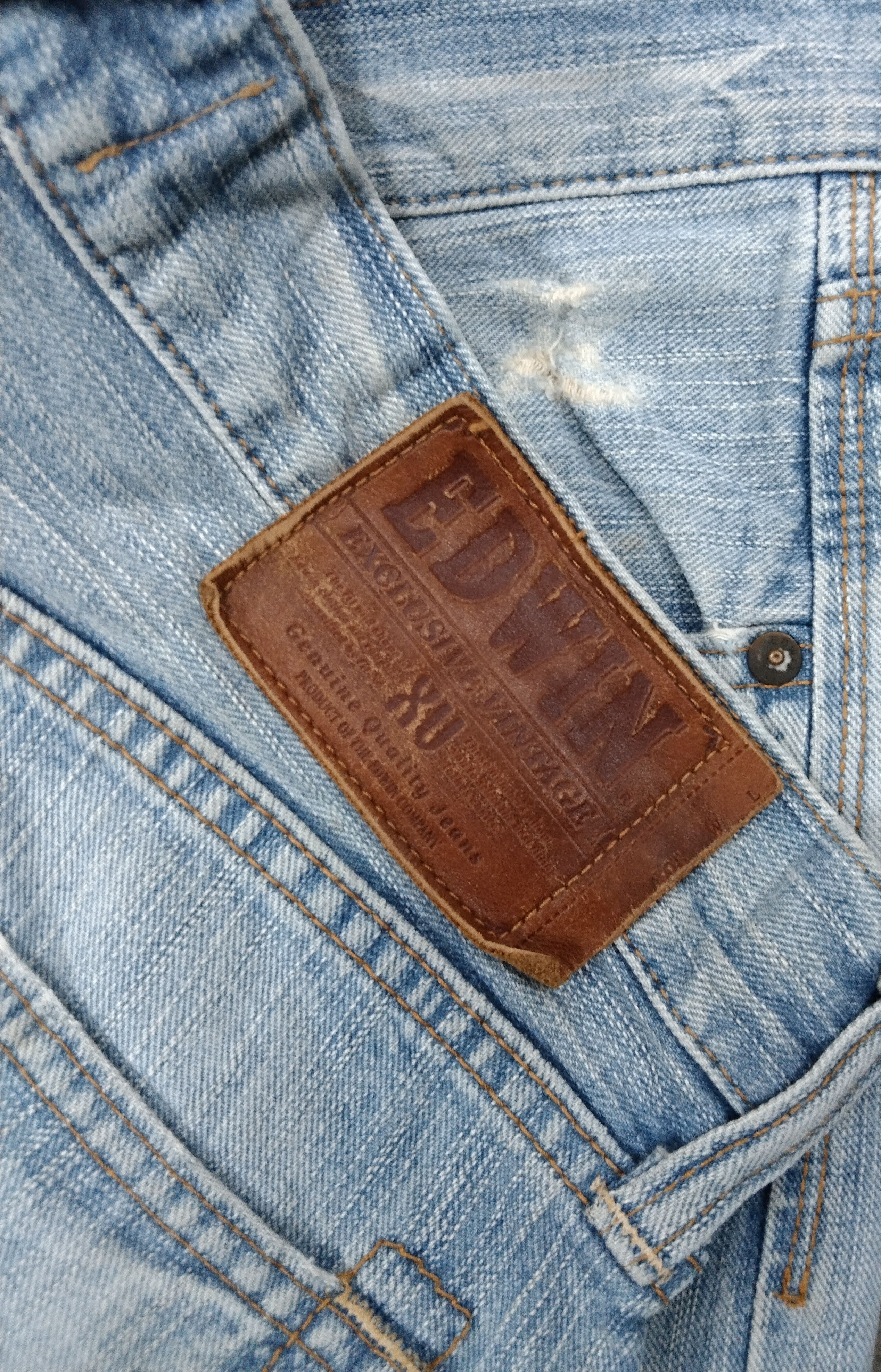 Japanese Brand DISTRESSED PACTHWORK EDWIN EXCLUSIVE VINTAGE DENIM PANTS Size US 33 - 8 Thumbnail