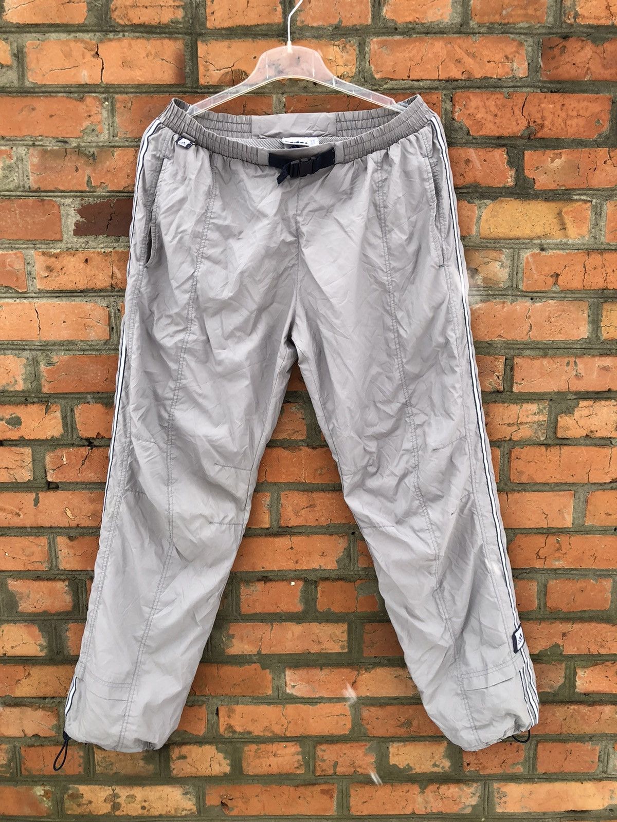 90s~00'S Adidas nylon pants, rustling pants, men's size L Nylon gray type Vintage Second Hand