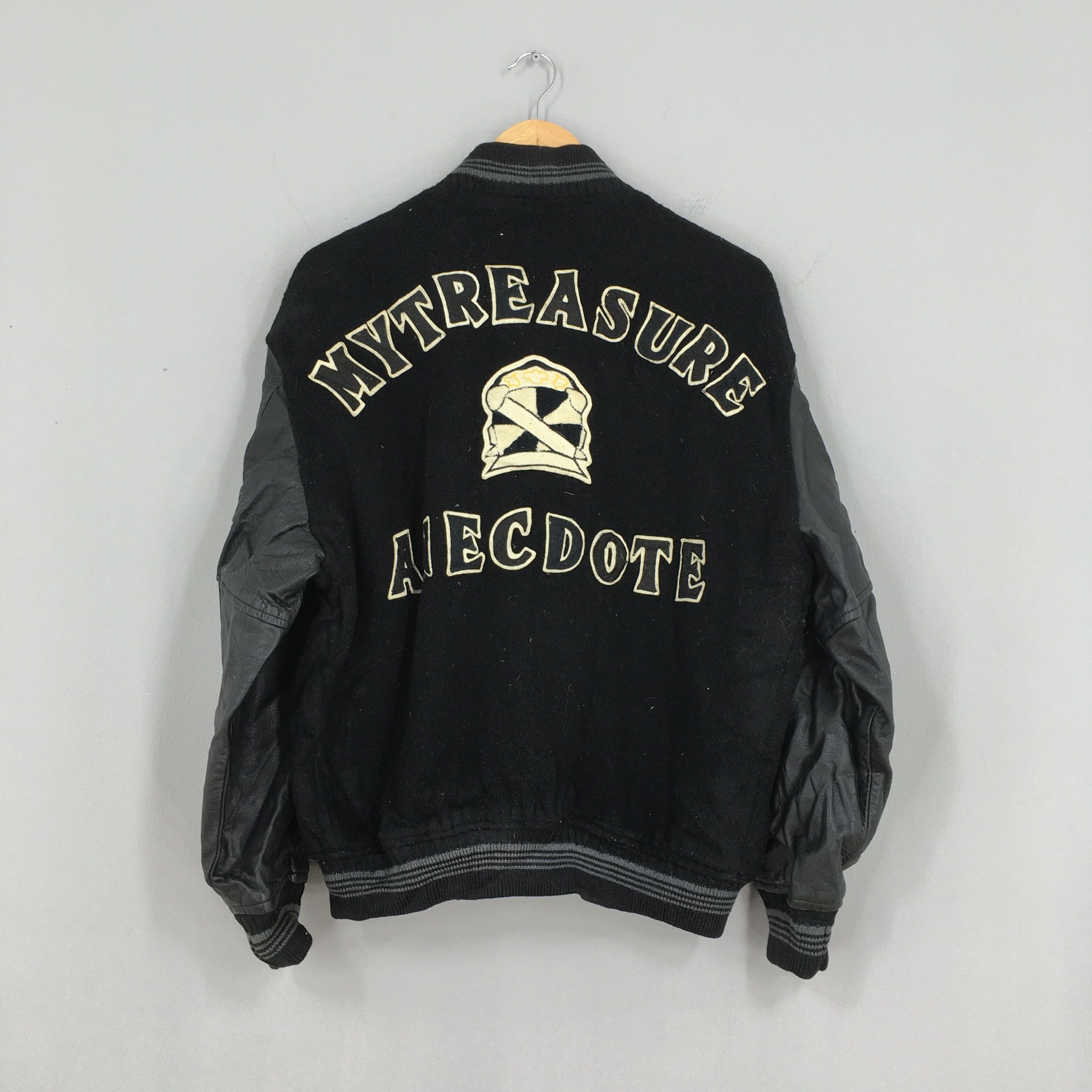 image of American College x Varsity Jacket My Treasure Anecdote Varsity Wool Baseball Jacket Large in Black