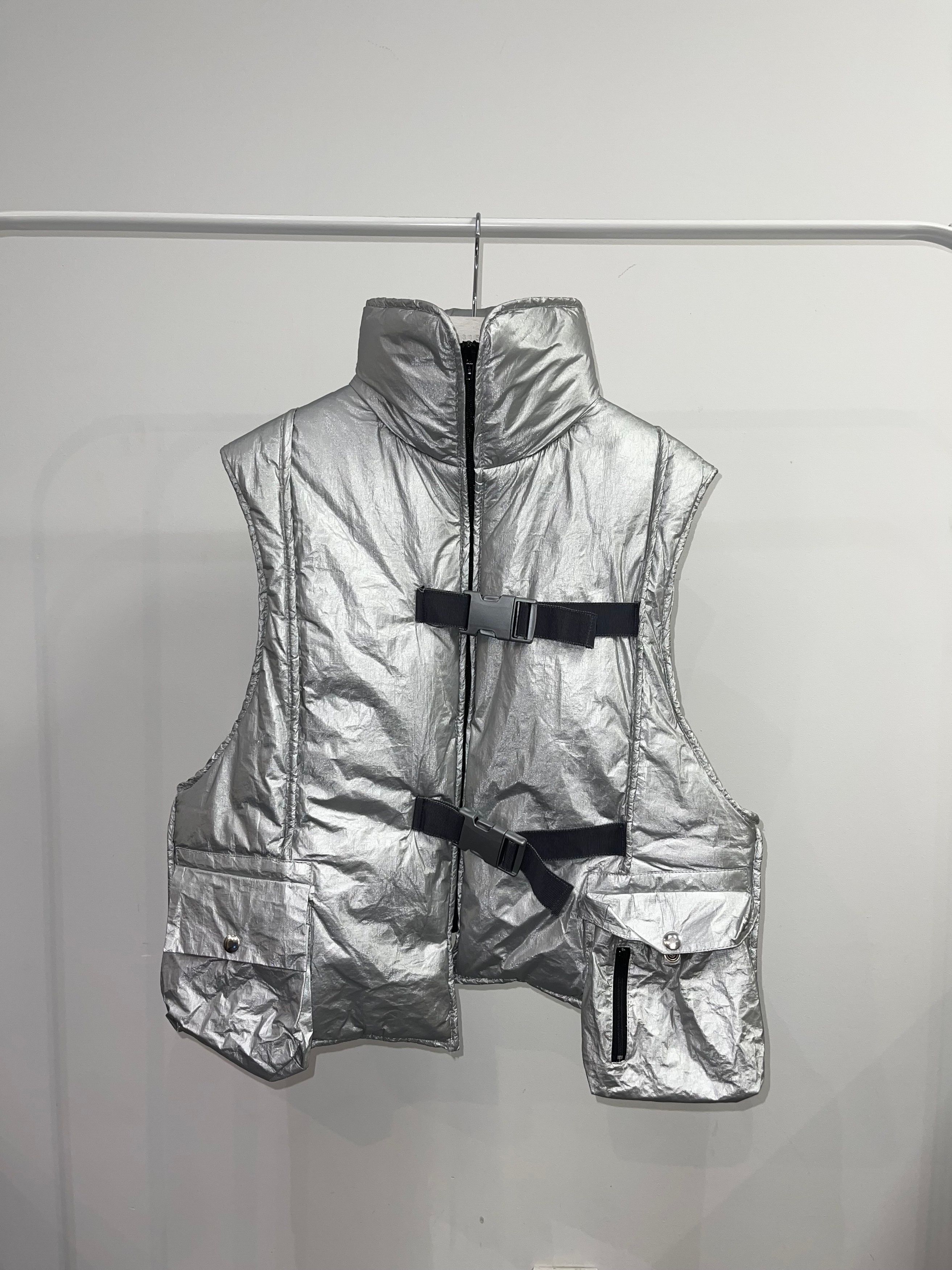 Pre-owned A-cold-wall* A-cold-wall Utility Padded Technical Vest In Shiny Silver Grey