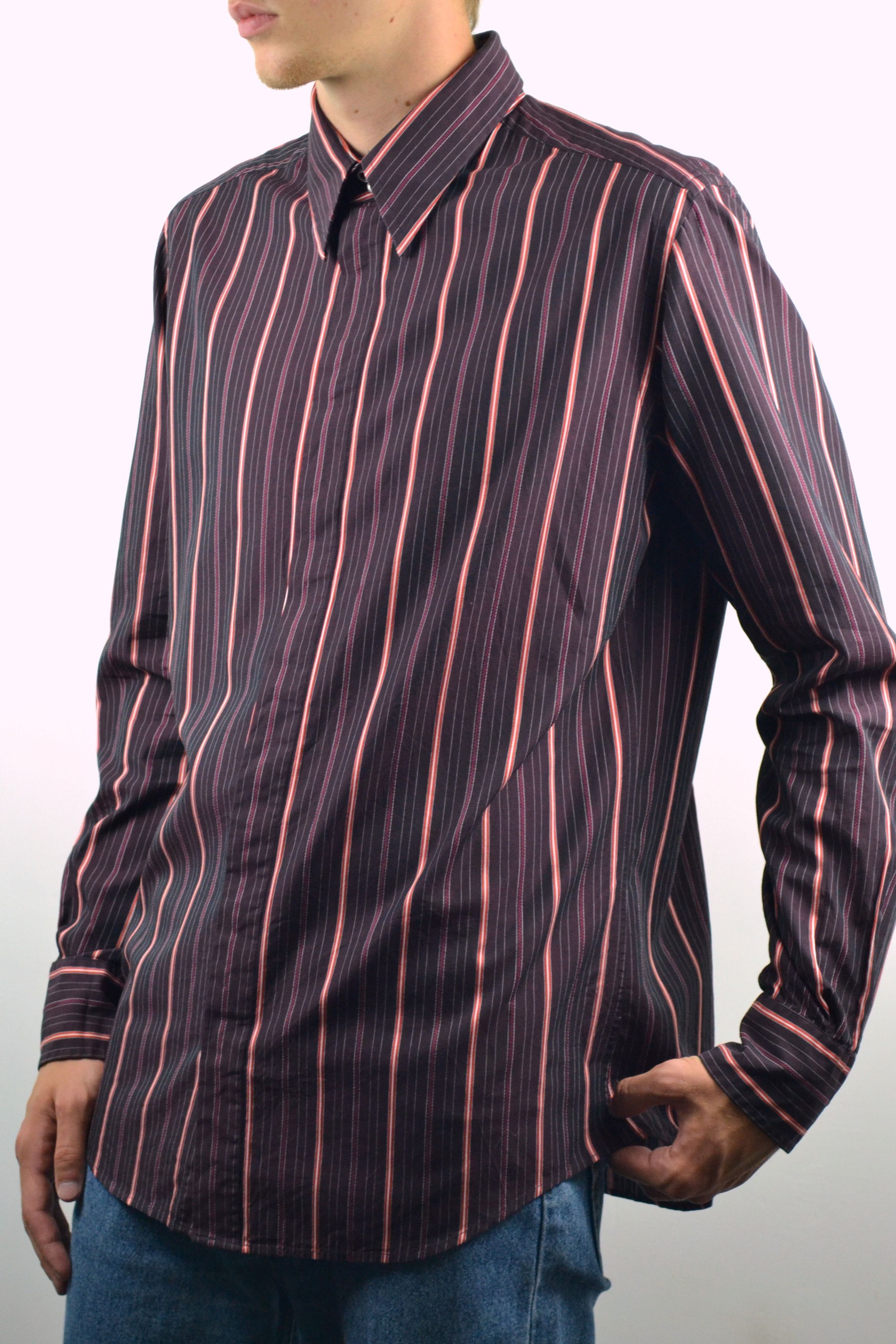Dolce & Gabbana Dolce & Gabbana Striped Classic Fit Red Longsleeve Shirt Size US L / EU 52-54 / 3 - 2 Thumbnail