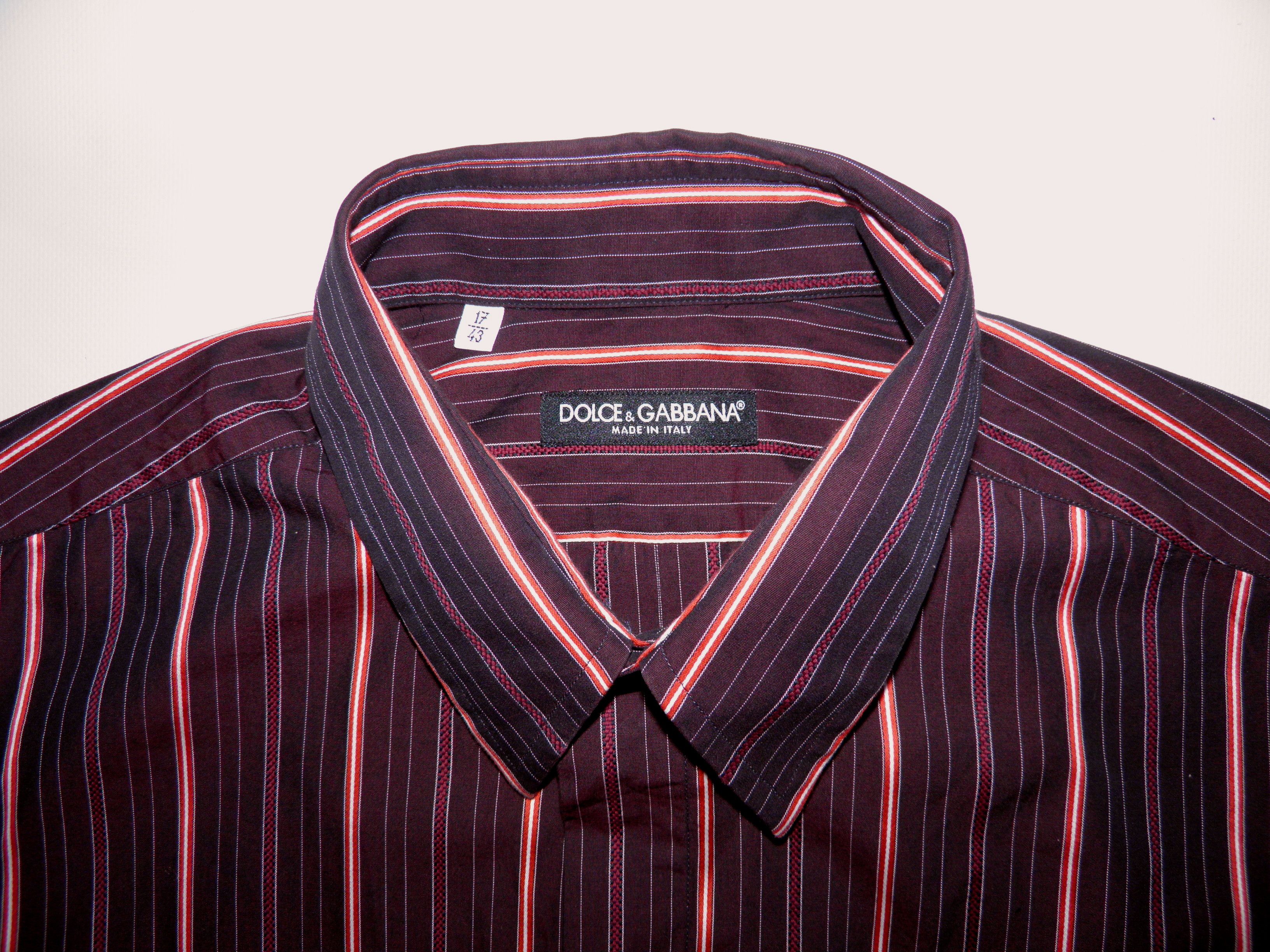 Dolce & Gabbana Dolce & Gabbana Striped Classic Fit Red Longsleeve Shirt Size US L / EU 52-54 / 3 - 1 Thumbnail