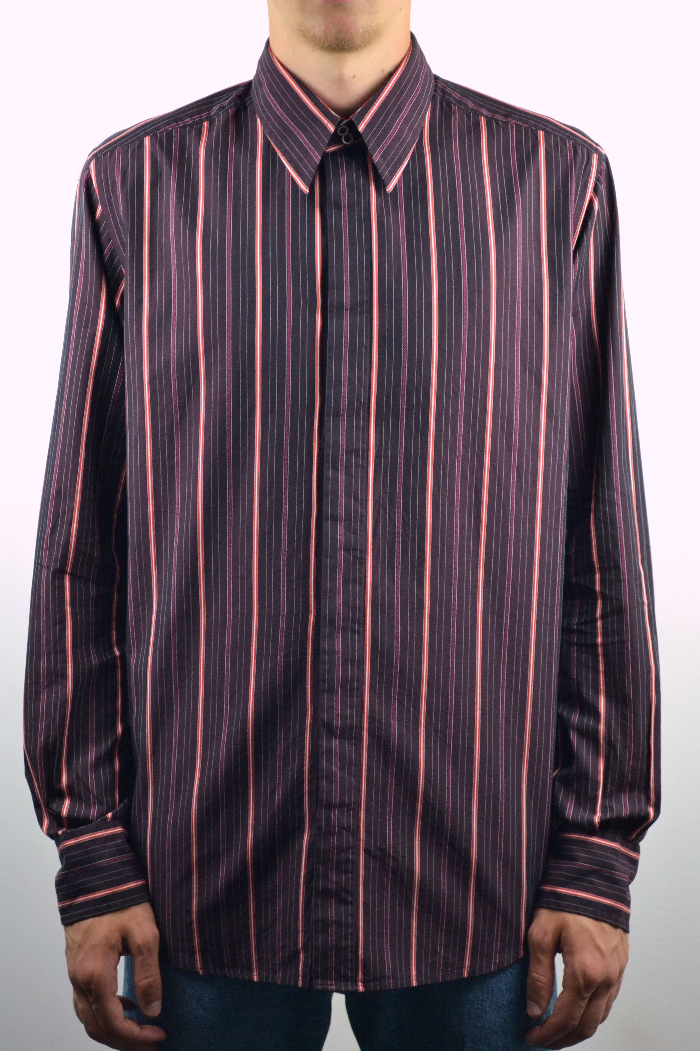 Dolce & Gabbana Dolce & Gabbana Striped Classic Fit Red Longsleeve Shirt Size US L / EU 52-54 / 3 - 6 Thumbnail