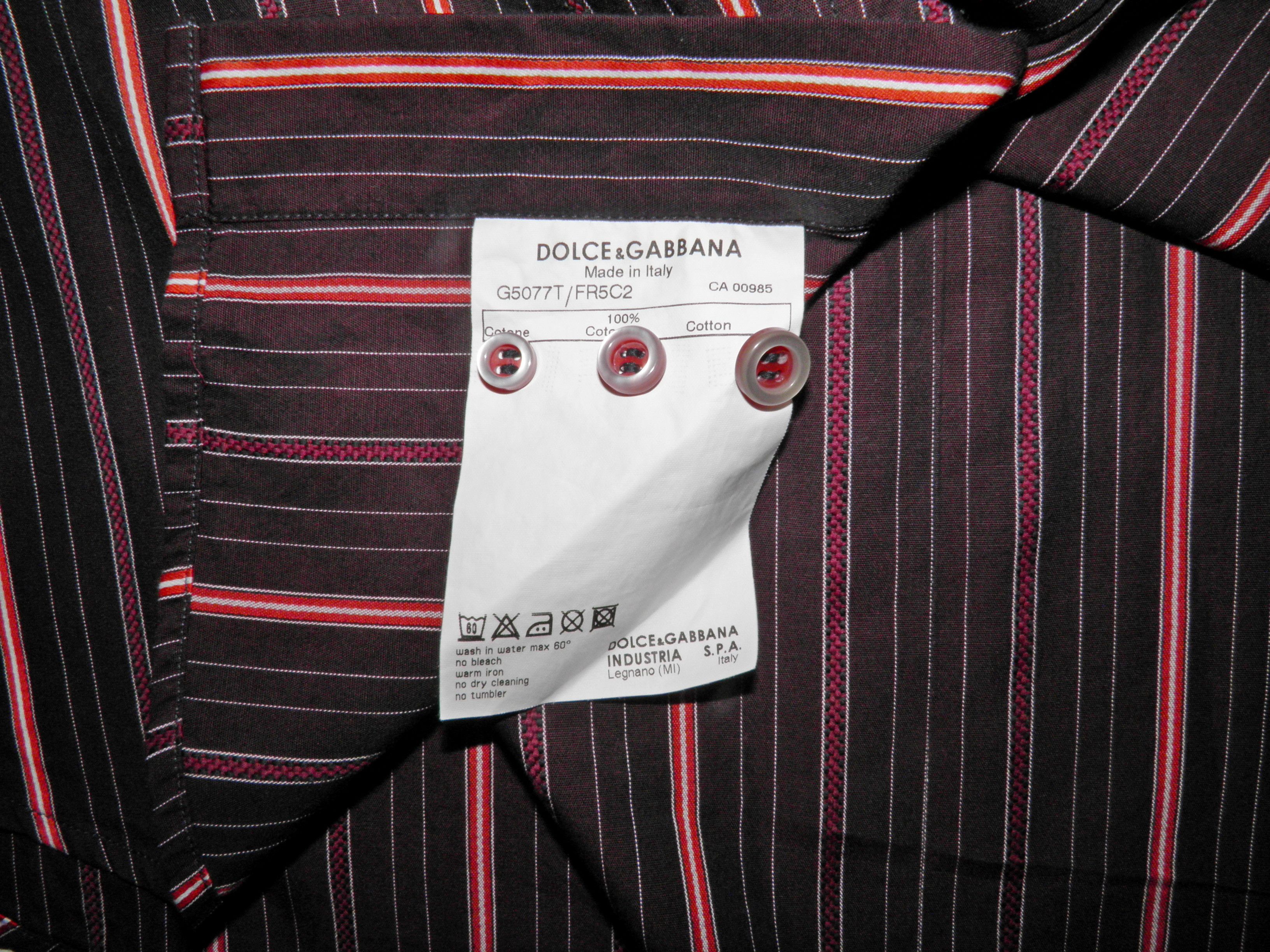 Dolce & Gabbana Dolce & Gabbana Striped Classic Fit Red Longsleeve Shirt Size US L / EU 52-54 / 3 - 10 Thumbnail