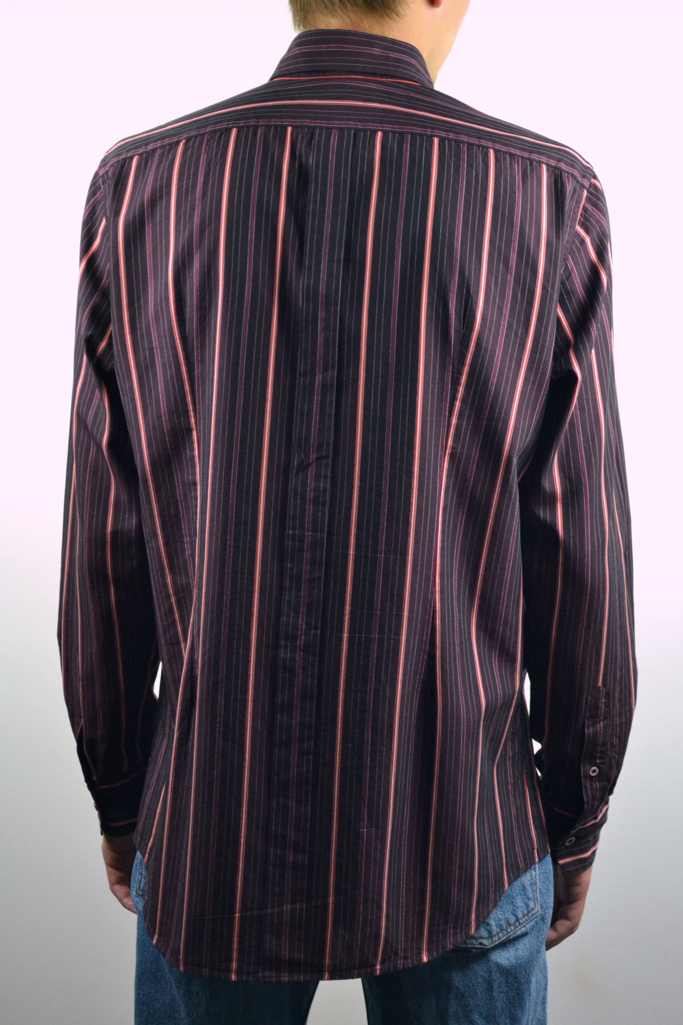 Dolce & Gabbana Dolce & Gabbana Striped Classic Fit Red Longsleeve Shirt Size US L / EU 52-54 / 3 - 3 Thumbnail