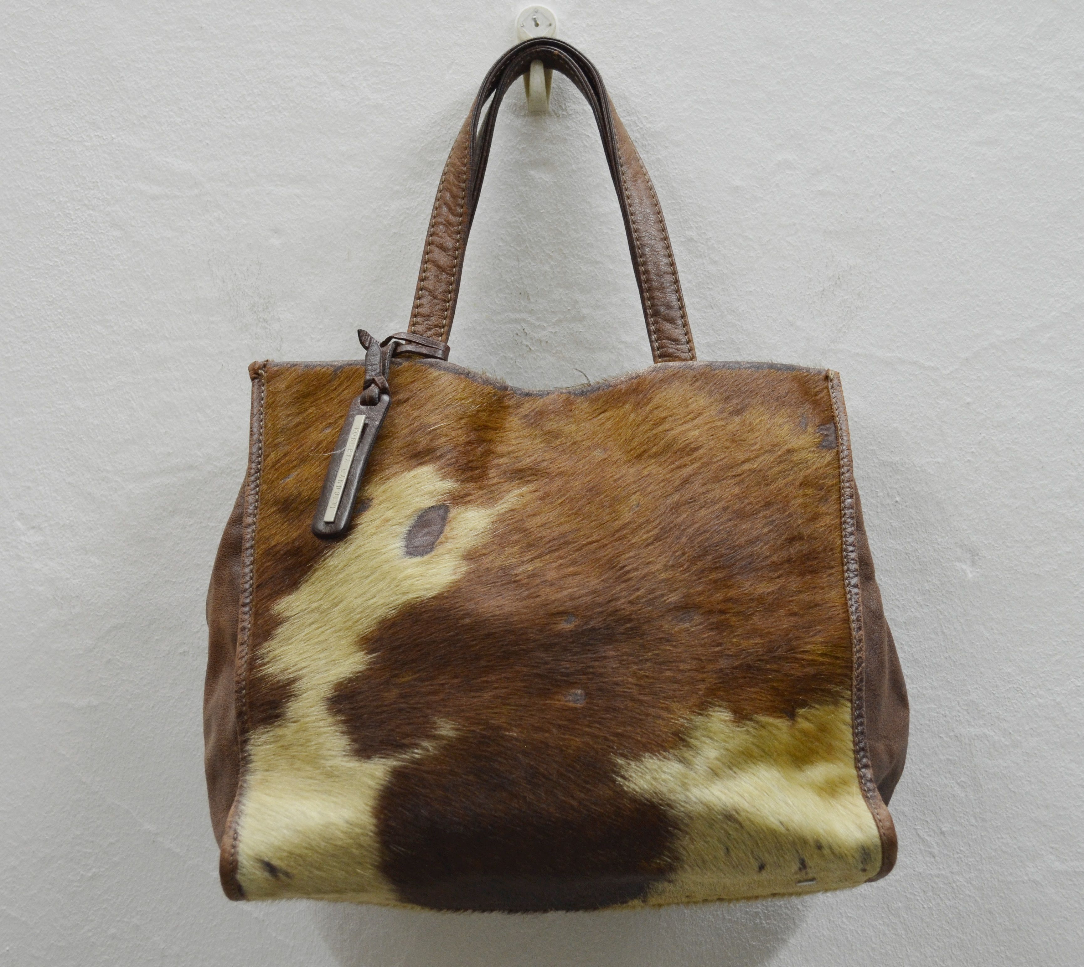 Pre-owned Italian Designers X Vintage Roberta Gandolfi Horse Hair Leather Hand Bags Made In Multicolor