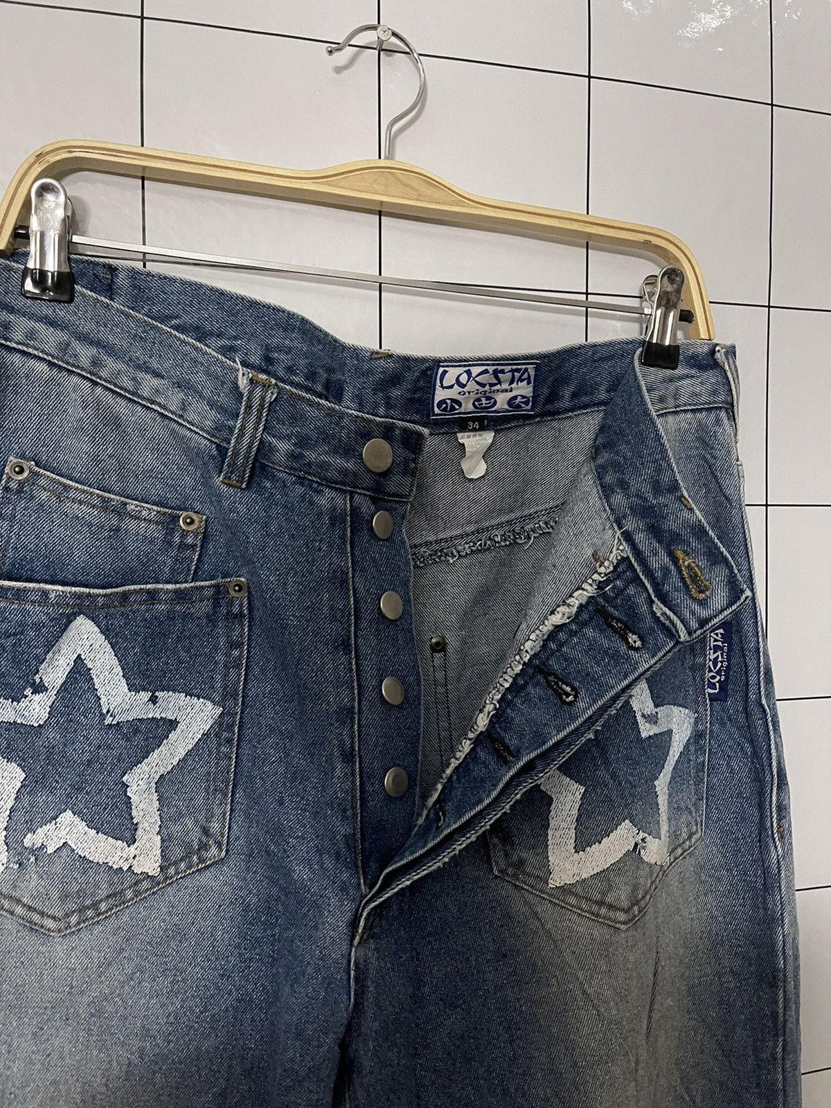 Japanese Brand × Vintage Vintage Loc Star Printed Logo Rare Design Denim Jeans Size US 34 / EU 50 - 13 Thumbnail