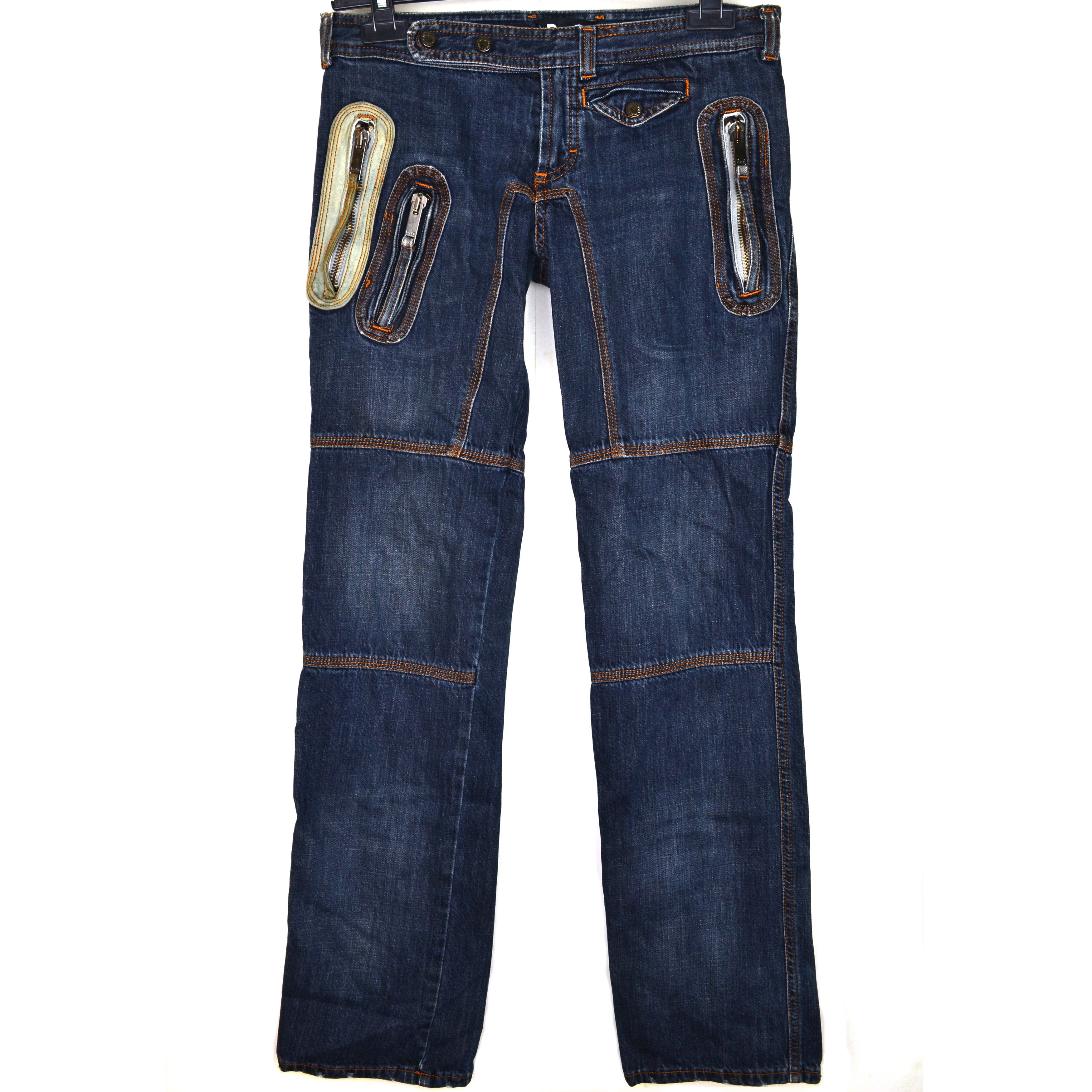 image of Biker Jeans x Dolce Gabbana Jeans Denim D&g Pants 2003 Zip Leather, Men's (Size 28)