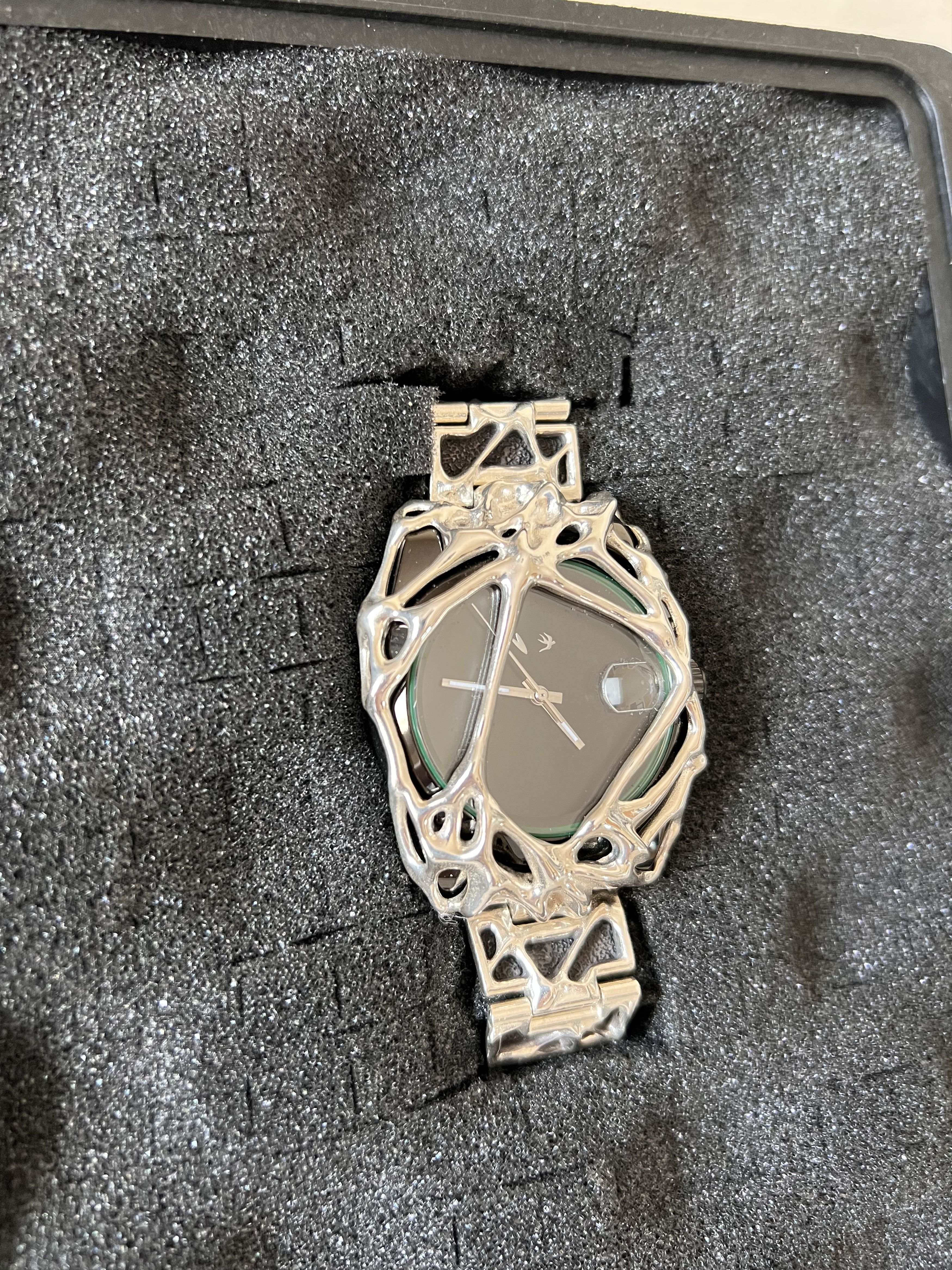 Pre-owned Avant Garde X Watch Alabaster Industries Sinew Watch In Black In Silver