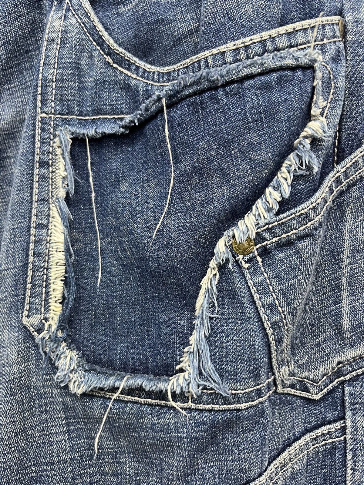 Other FYE🔥TOUGH JEANSMITH Designer Distressed Bartack Denim Pants Size US 34 / EU 50 - 6 Thumbnail
