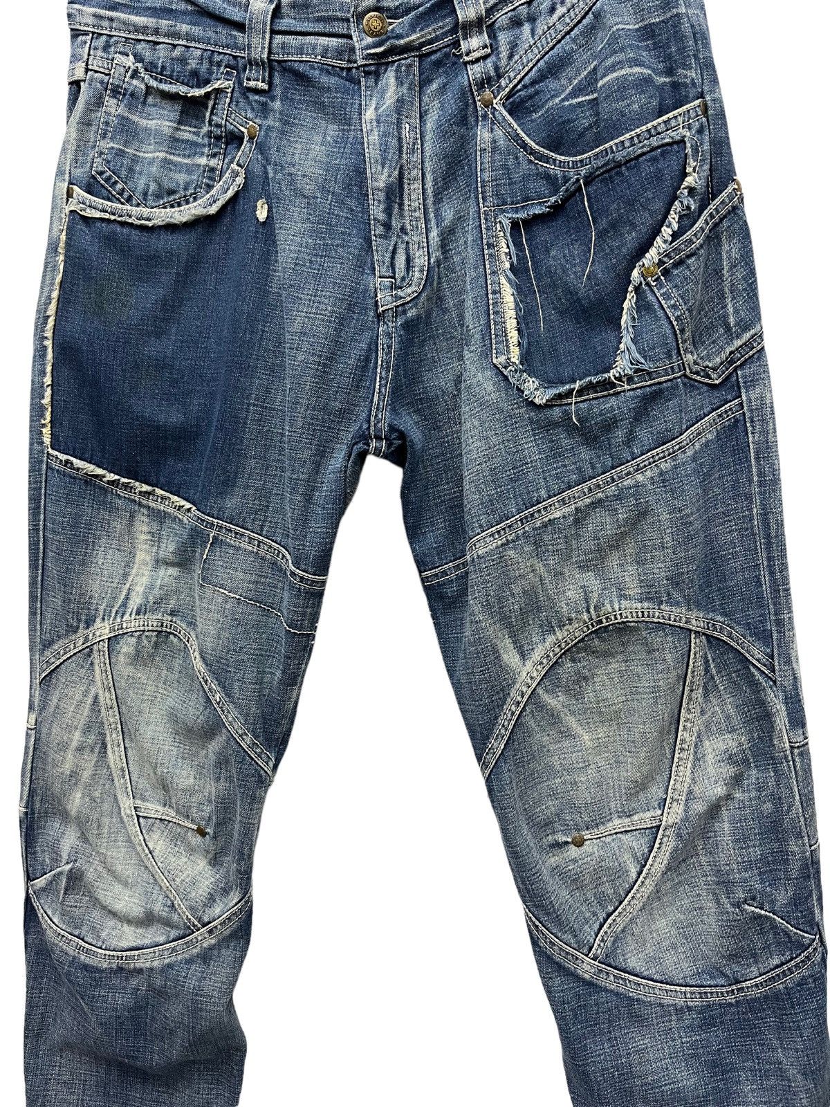 Other FYE🔥TOUGH JEANSMITH Designer Distressed Bartack Denim Pants Size US 34 / EU 50 - 1 Thumbnail