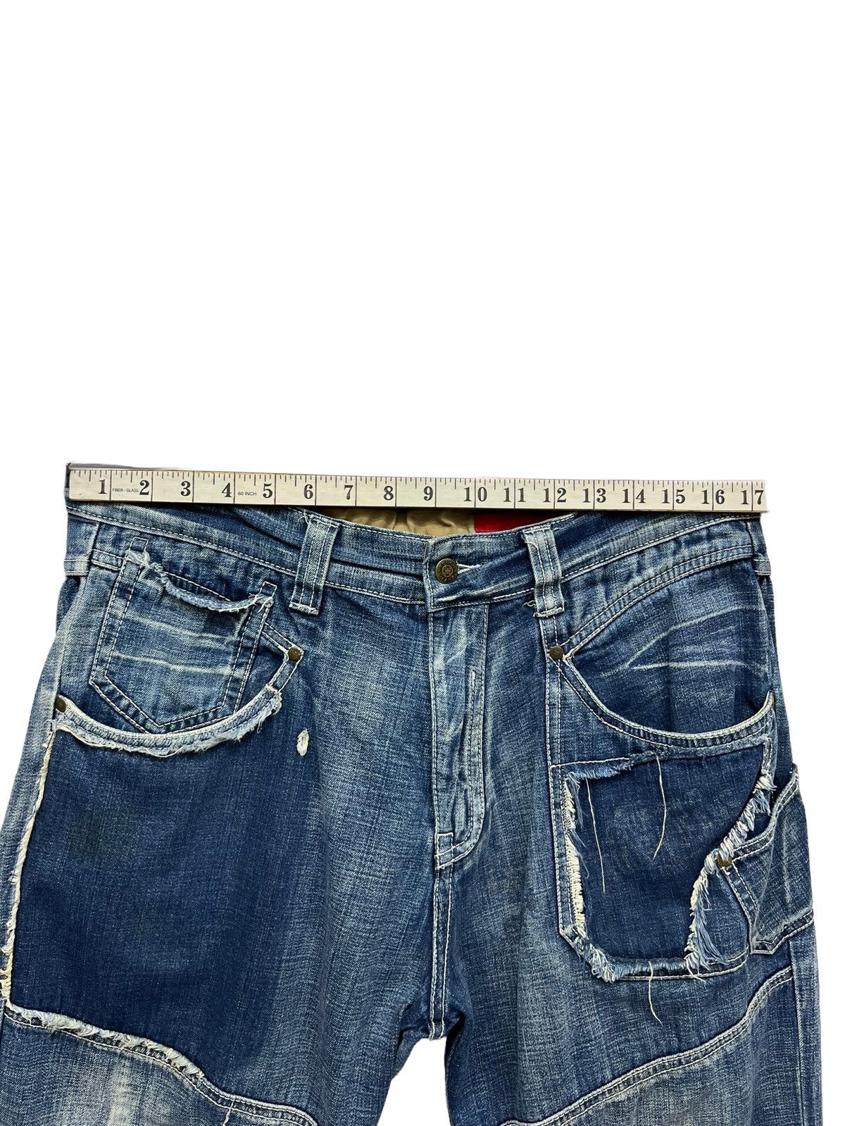 Other FYE🔥TOUGH JEANSMITH Designer Distressed Bartack Denim Pants Size US 34 / EU 50 - 20 Thumbnail