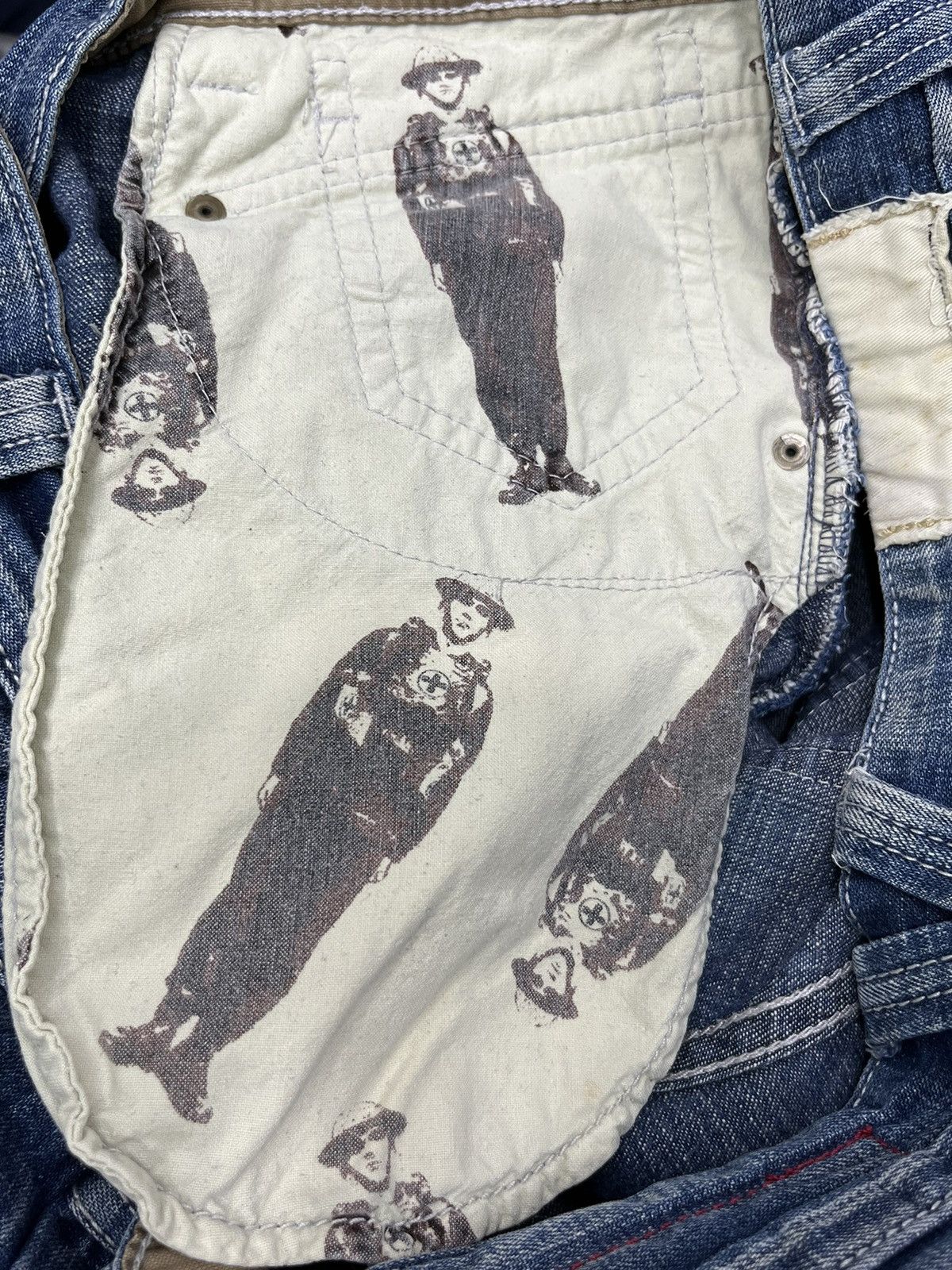 Other FYE🔥TOUGH JEANSMITH Designer Distressed Bartack Denim Pants Size US 34 / EU 50 - 19 Thumbnail