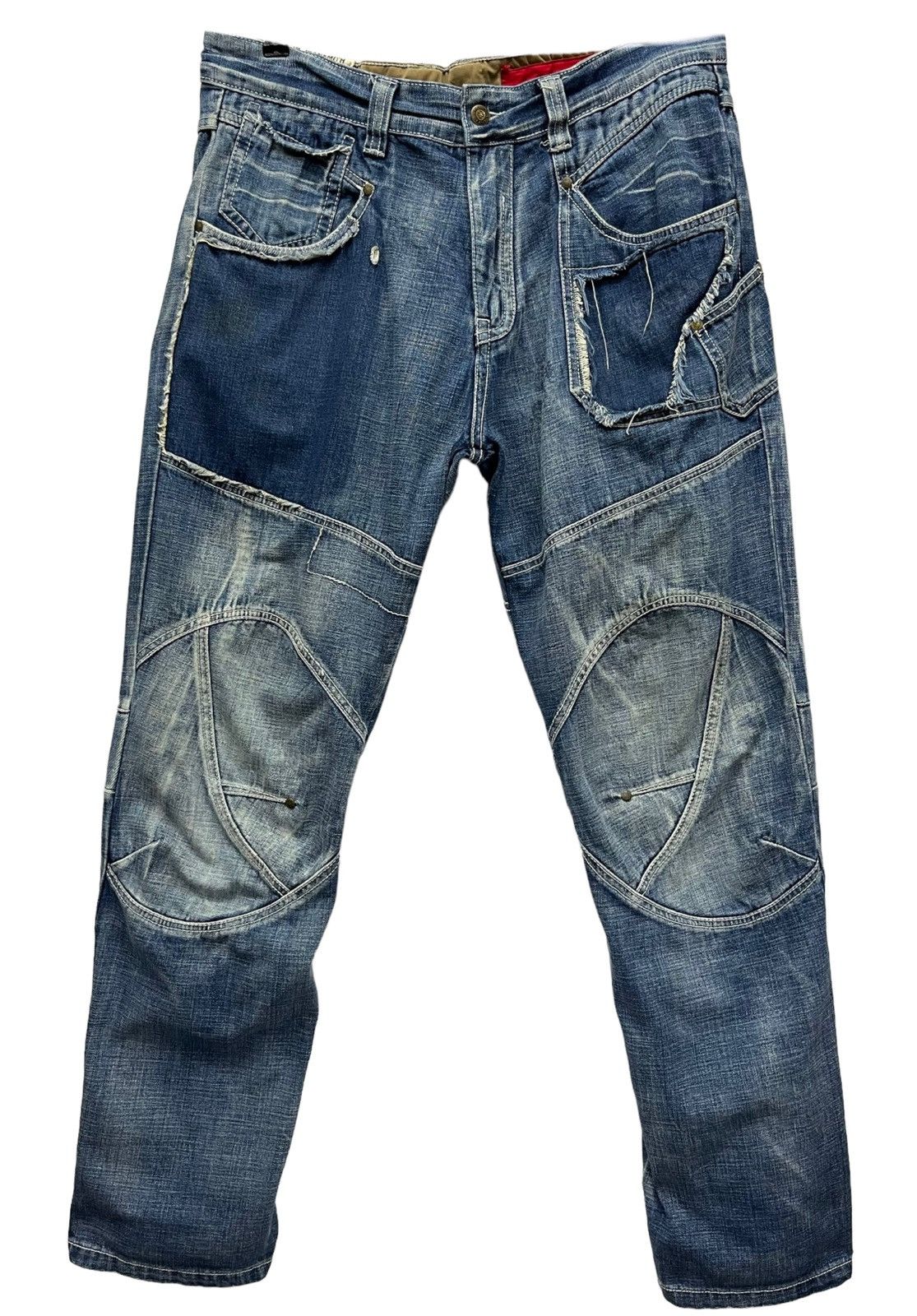 Other FYE🔥TOUGH JEANSMITH Designer Distressed Bartack Denim Pants Size US 34 / EU 50 - 2 Thumbnail