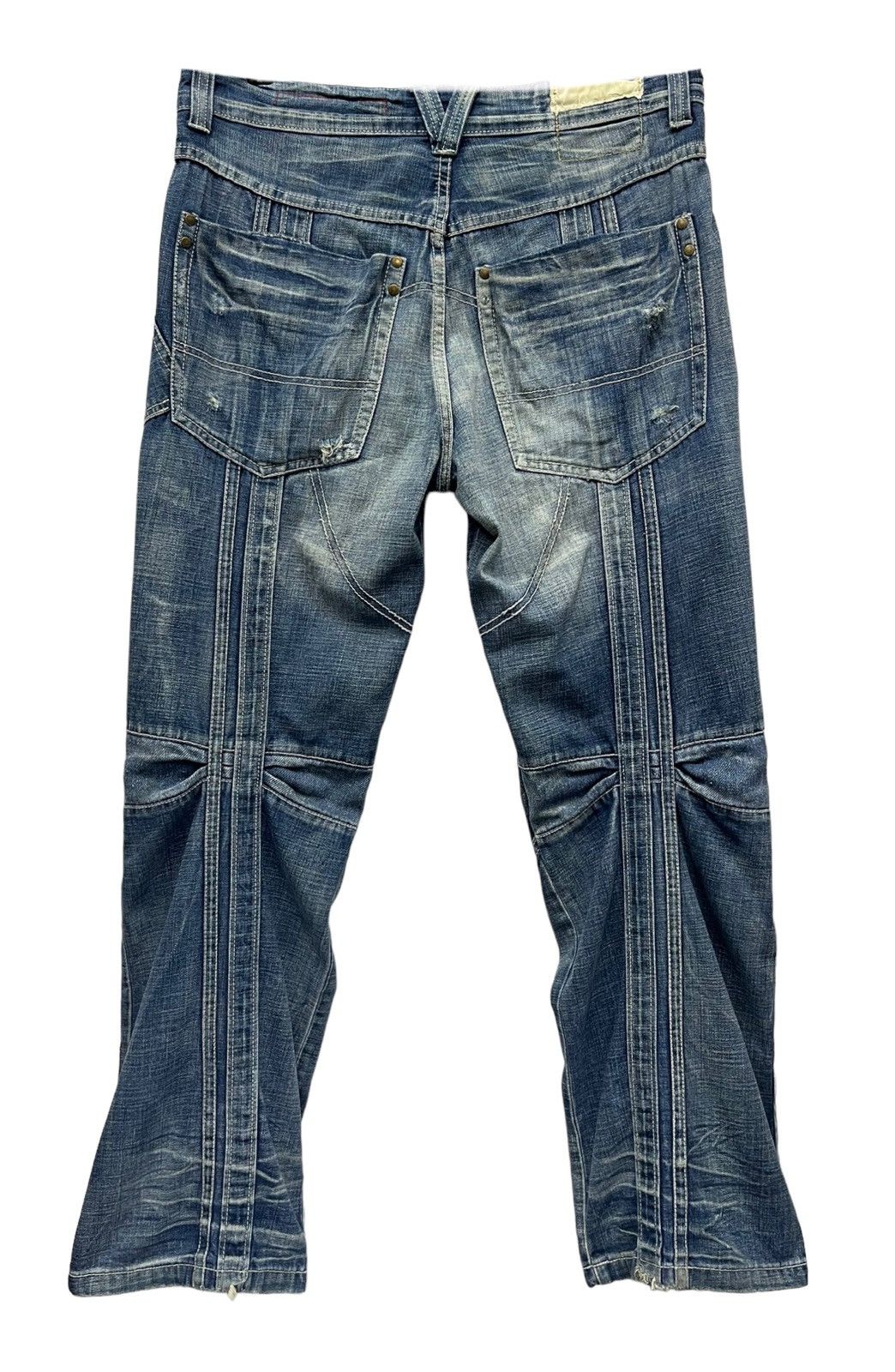 Other FYE🔥TOUGH JEANSMITH Designer Distressed Bartack Denim Pants Size US 34 / EU 50 - 10 Thumbnail