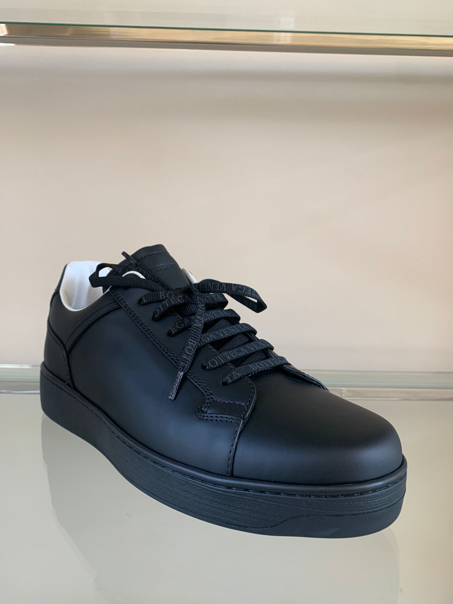 image of Bottega Veneta Bolt Calf Low Top Sneakers In Black Color, Men's (Size 12)