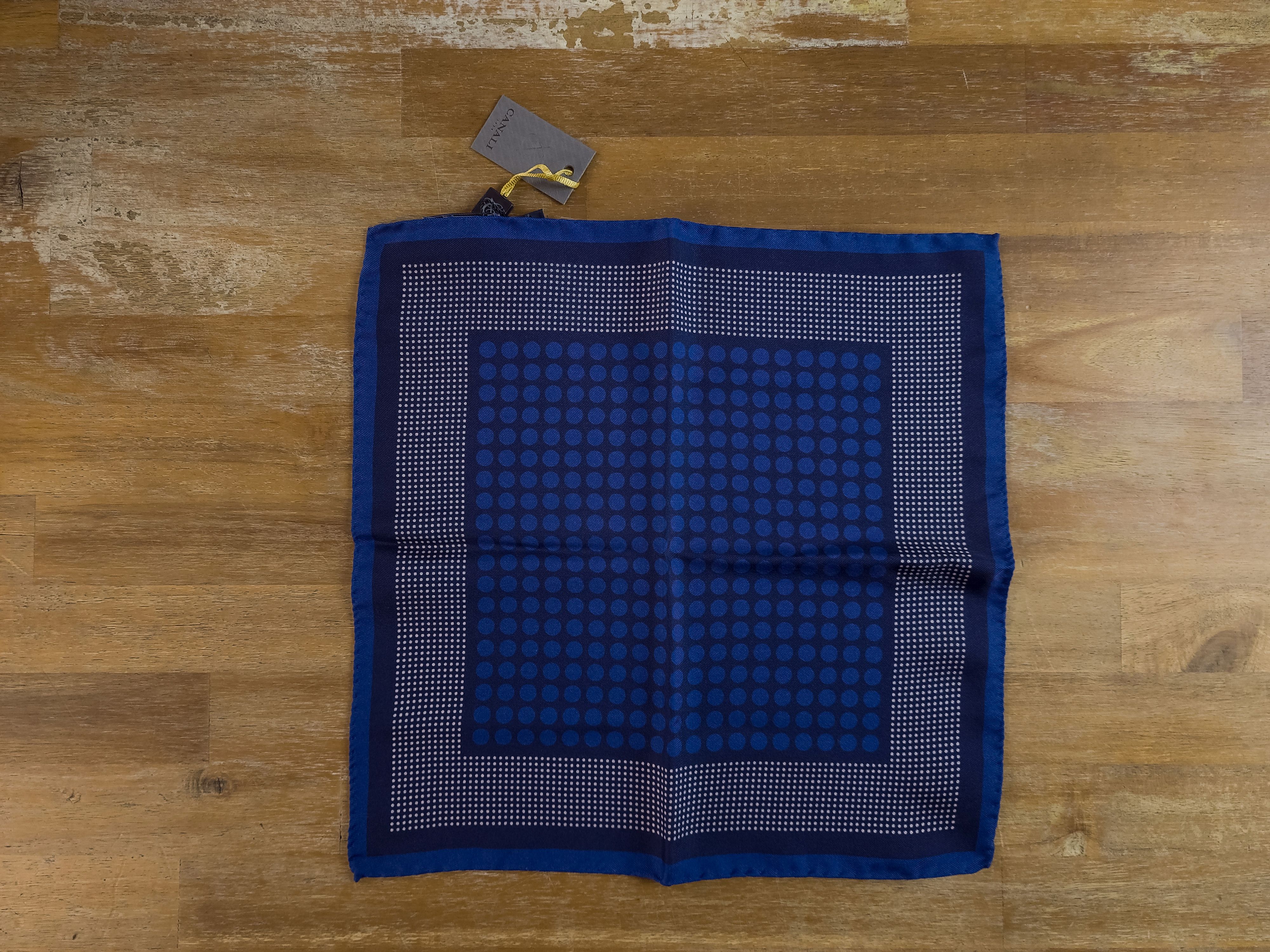 Canali CANALI blue polka dots houndstooth print silk pocket square Size ONE SIZE - 1 Thumbnail