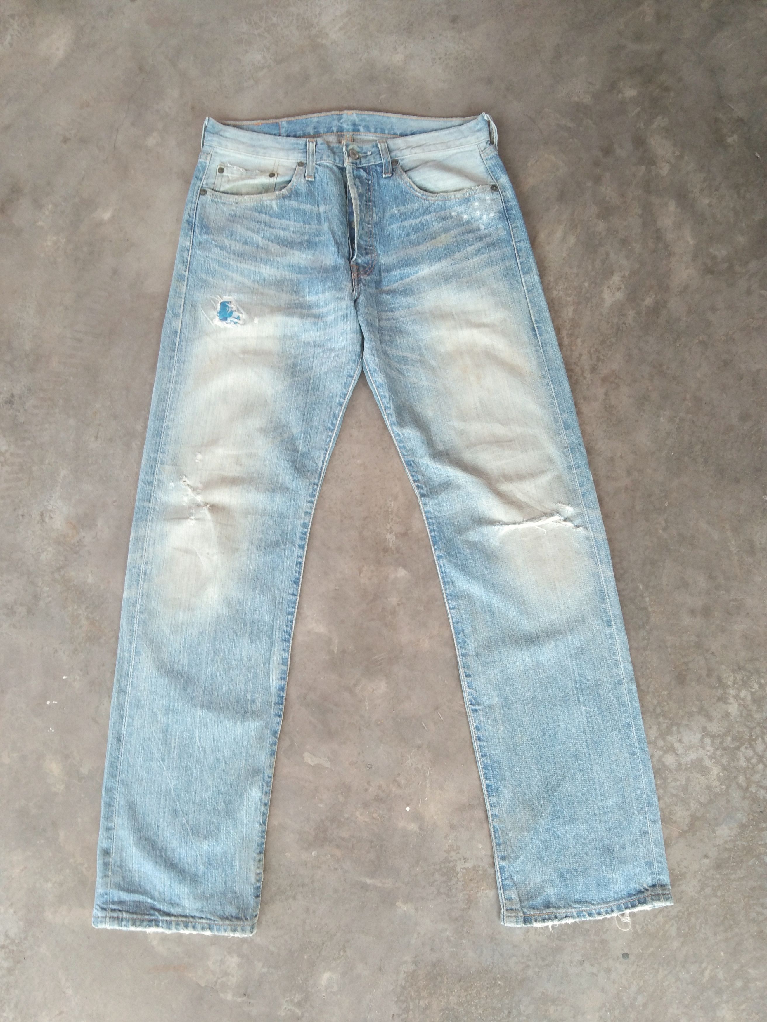 image of Levis x Vintage Levi's 501 Rusty Wash Distressed Jeans 32X33 in Blue, Men's