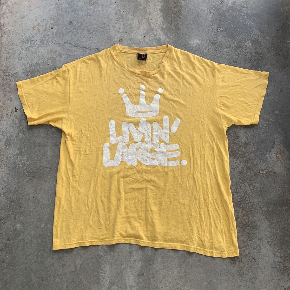 image of Skategang x Stussy Vintage Stussy Livin Large Oversized Tshirt in Yellow, Men's (Size XL)