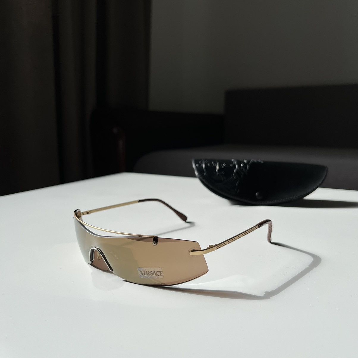image of New Vintage Versace Mask Sunglasses Mod. S95/p in Bronze Brown, Men's