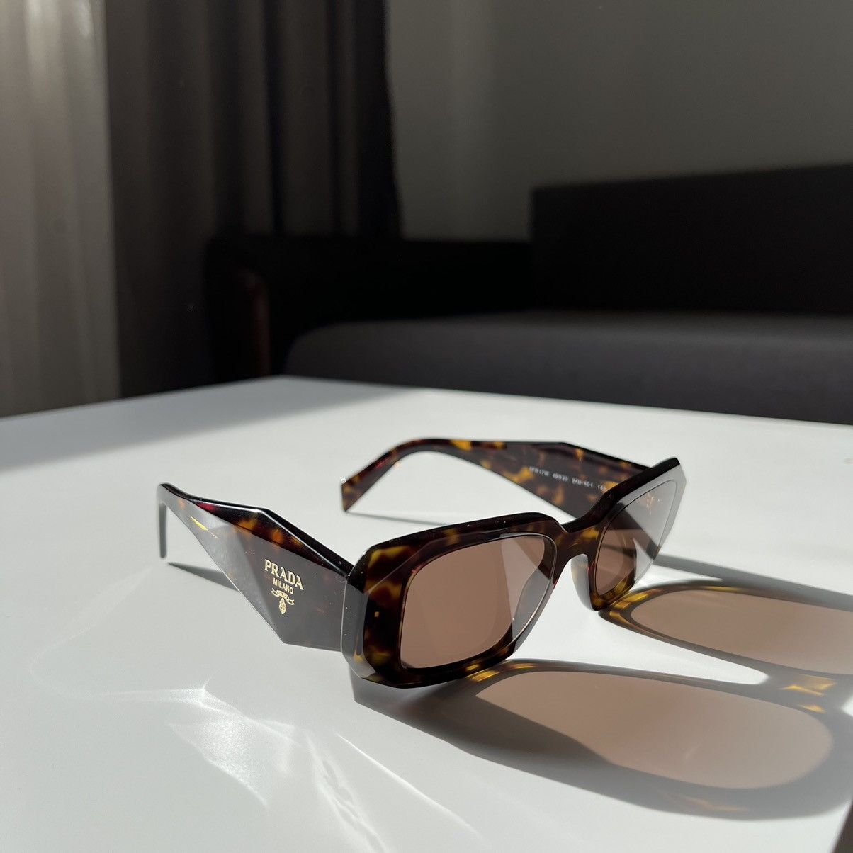 image of Prada Symbol Sunglasses Spr 17W in Brown, Men's