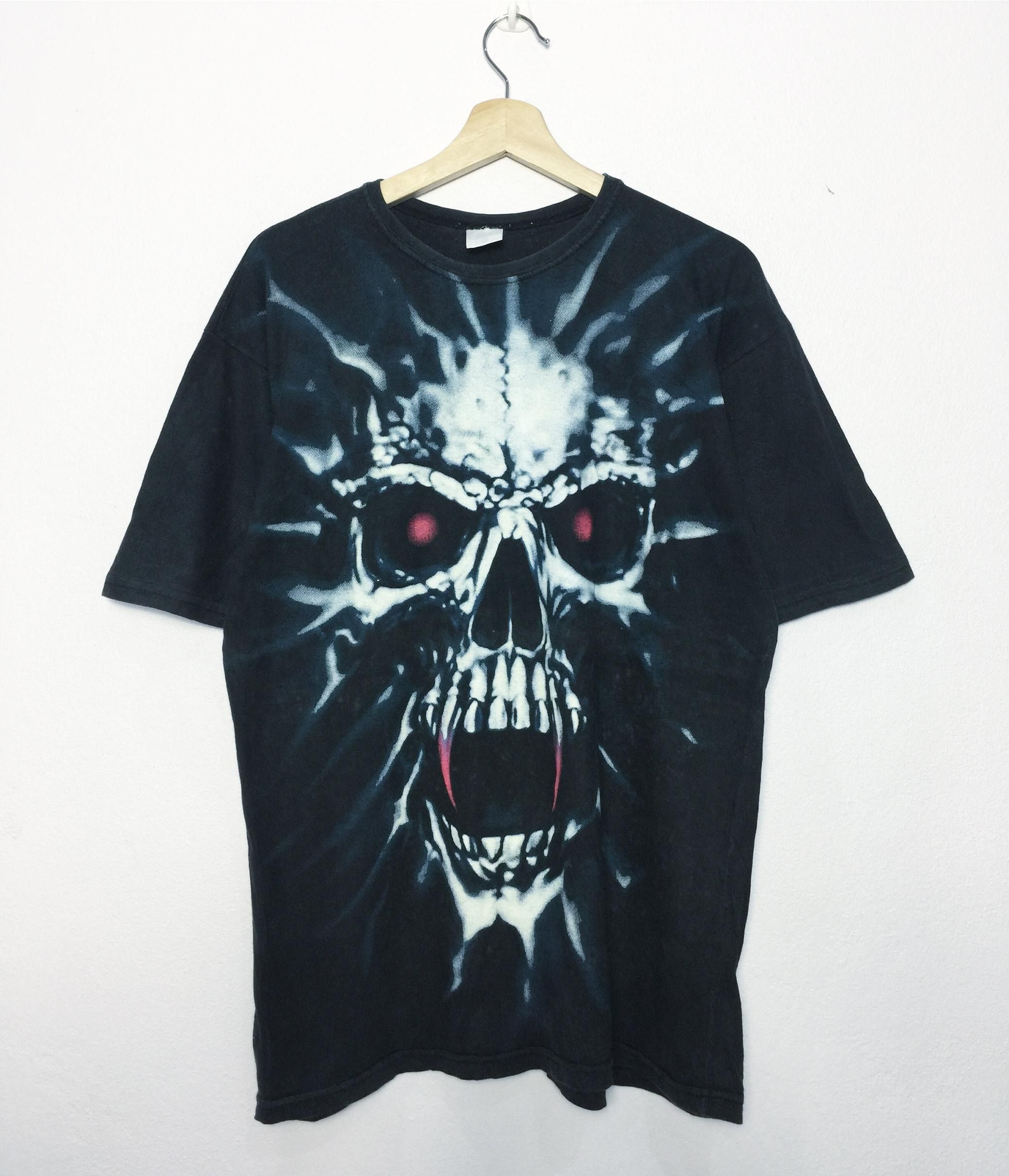 image of Skulls x Vintage Skull Ovp Tees / Overprint / Fullprint in Black, Men's (Size Medium)