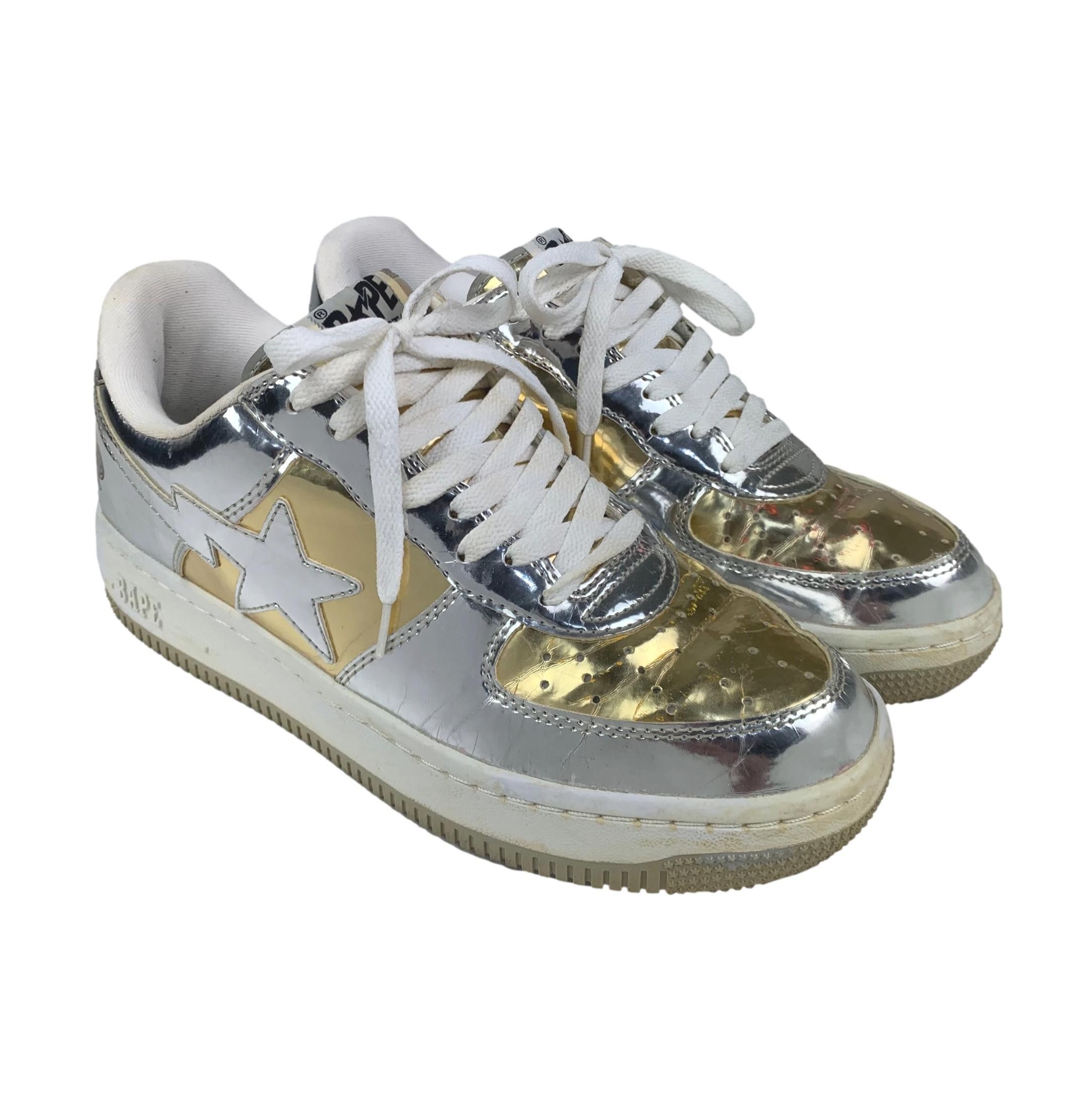 image of Baby Milo Foil Bapesta Shoes in Silver, Men's (Size 9.5)