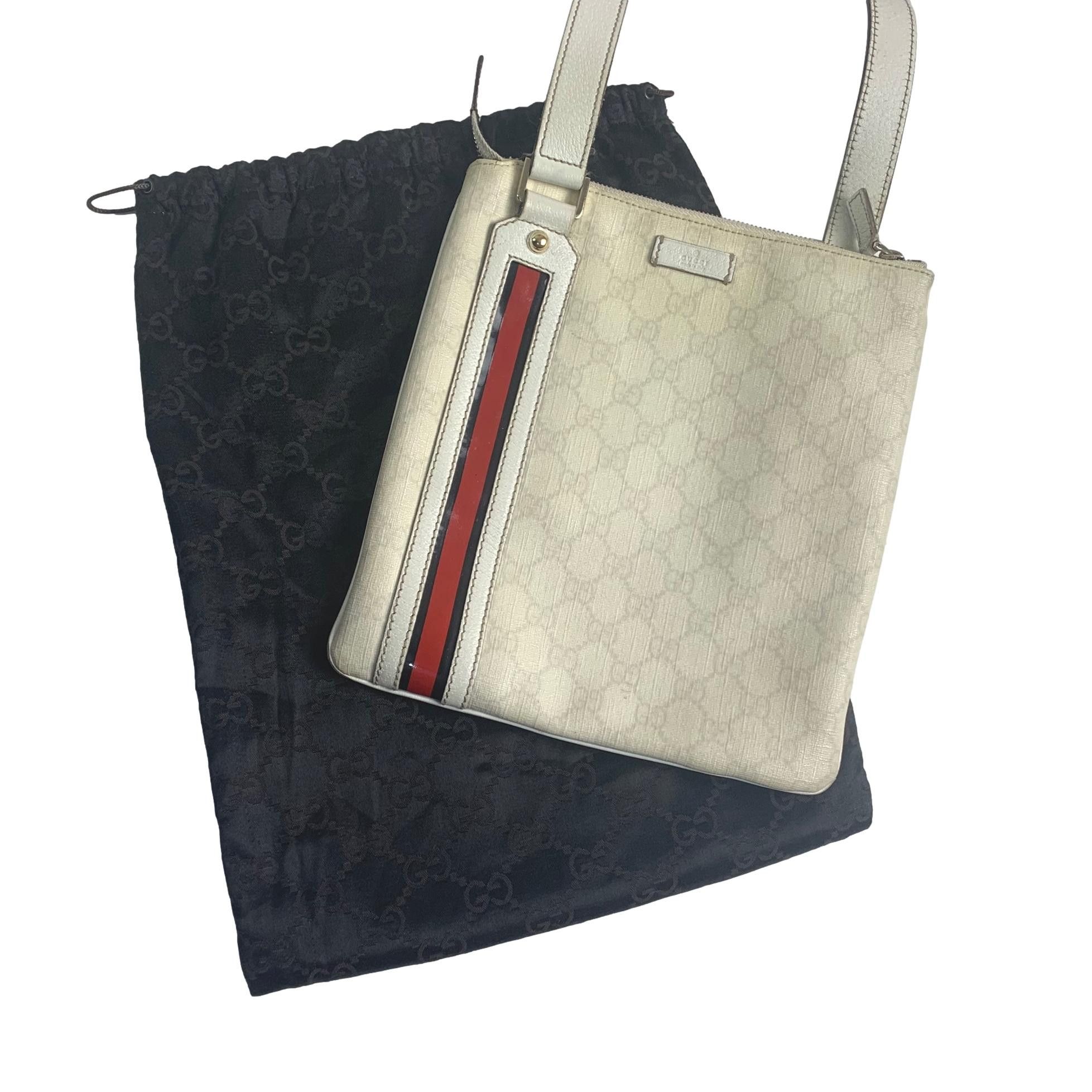 Gucci GG Monogram Crossbody Shoulder Bag in White, Men's