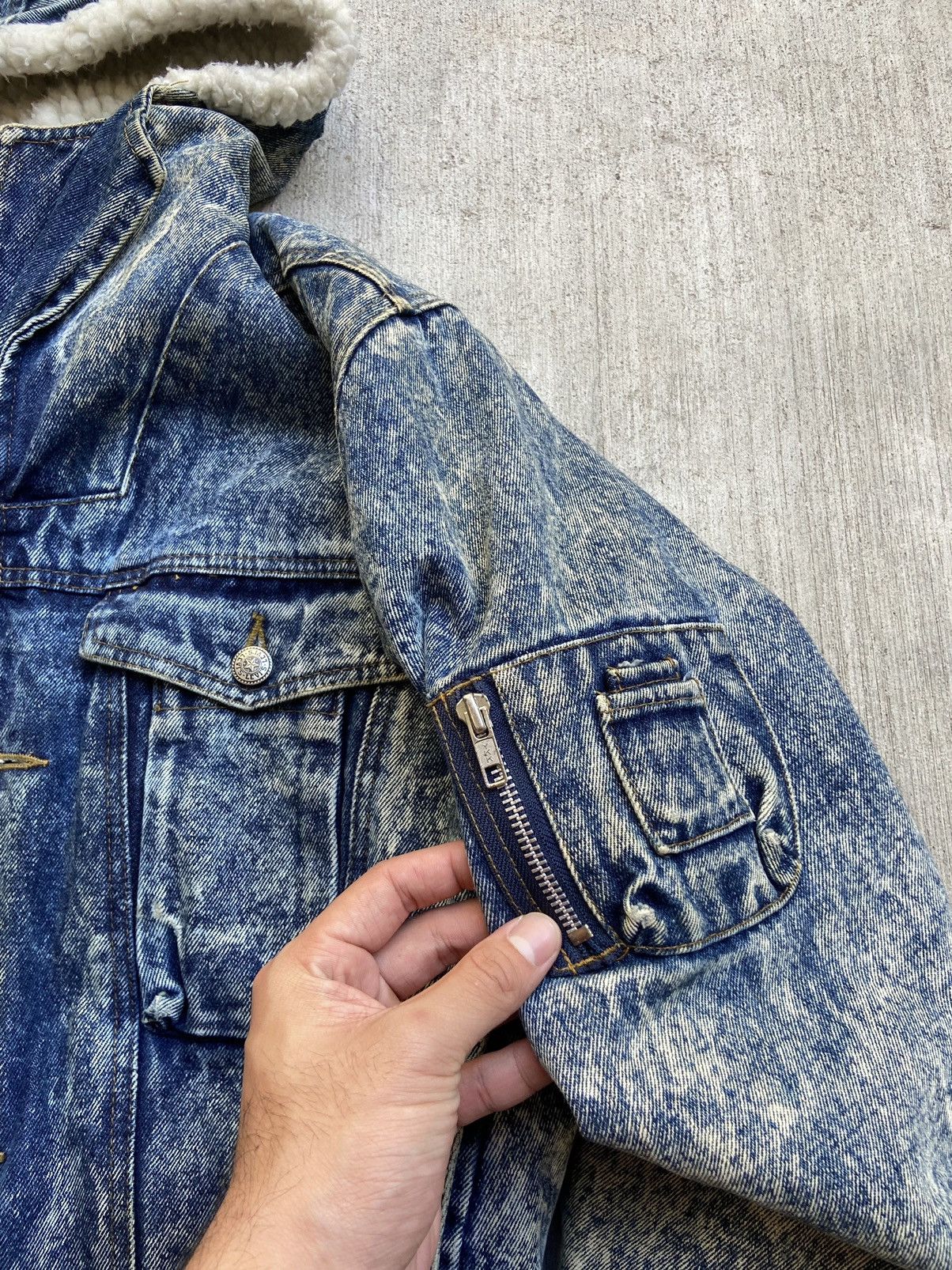 Levi's × Levi's Vintage Clothing × Vintage Vintage 80’s Levi’s Sherpa Hooded Denim Jean Jacket Blue Size US S / EU 44-46 / 1 - 6 Thumbnail