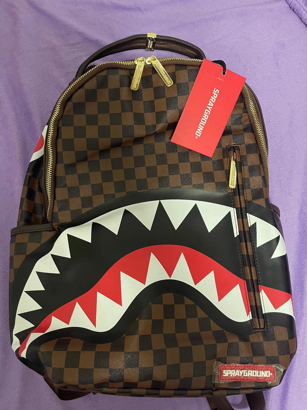image of Sprayground Sharks In Paris Backpack in Brown/Black, Men's