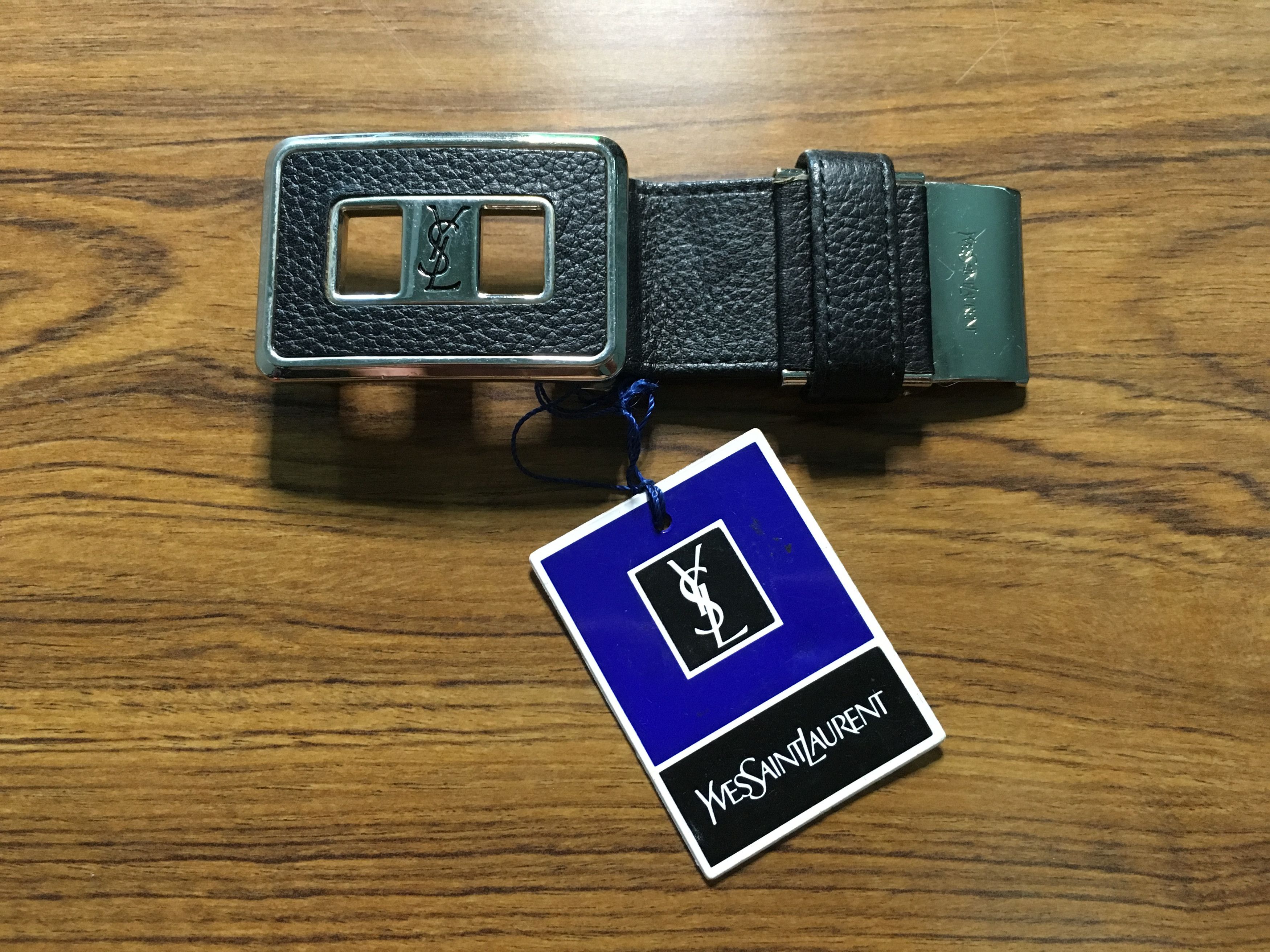 NWT Yves Saint Laurent Belt Buckle Leather YSL logo