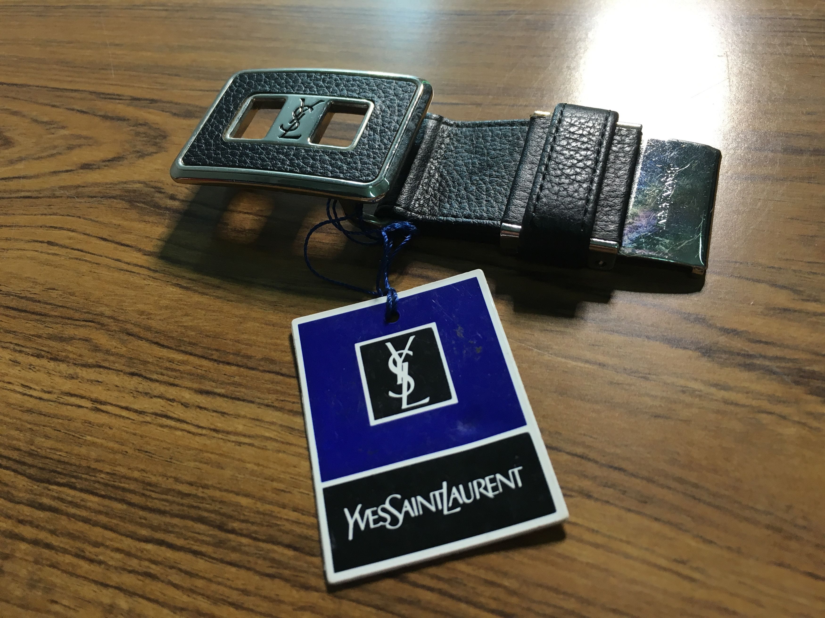 NWT Yves Saint Laurent Belt Buckle Leather YSL logo