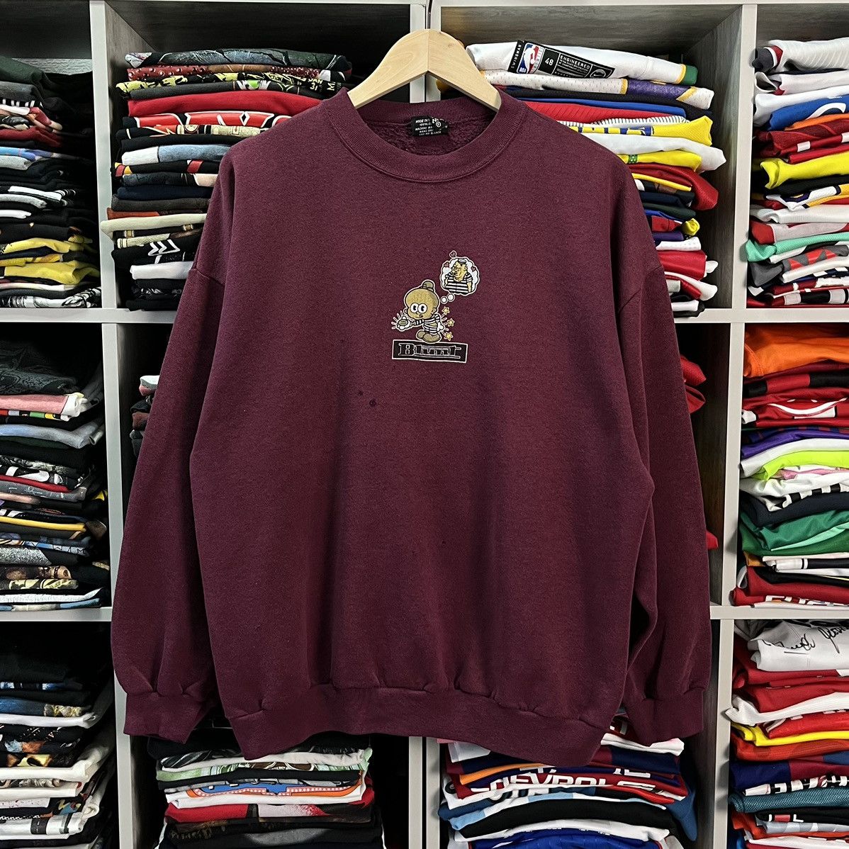 image of Alien Workshop x Girl Skateboards Vintage 90’S Blunt Magazine Skateboards Sweatshirt XL in Bordeaux