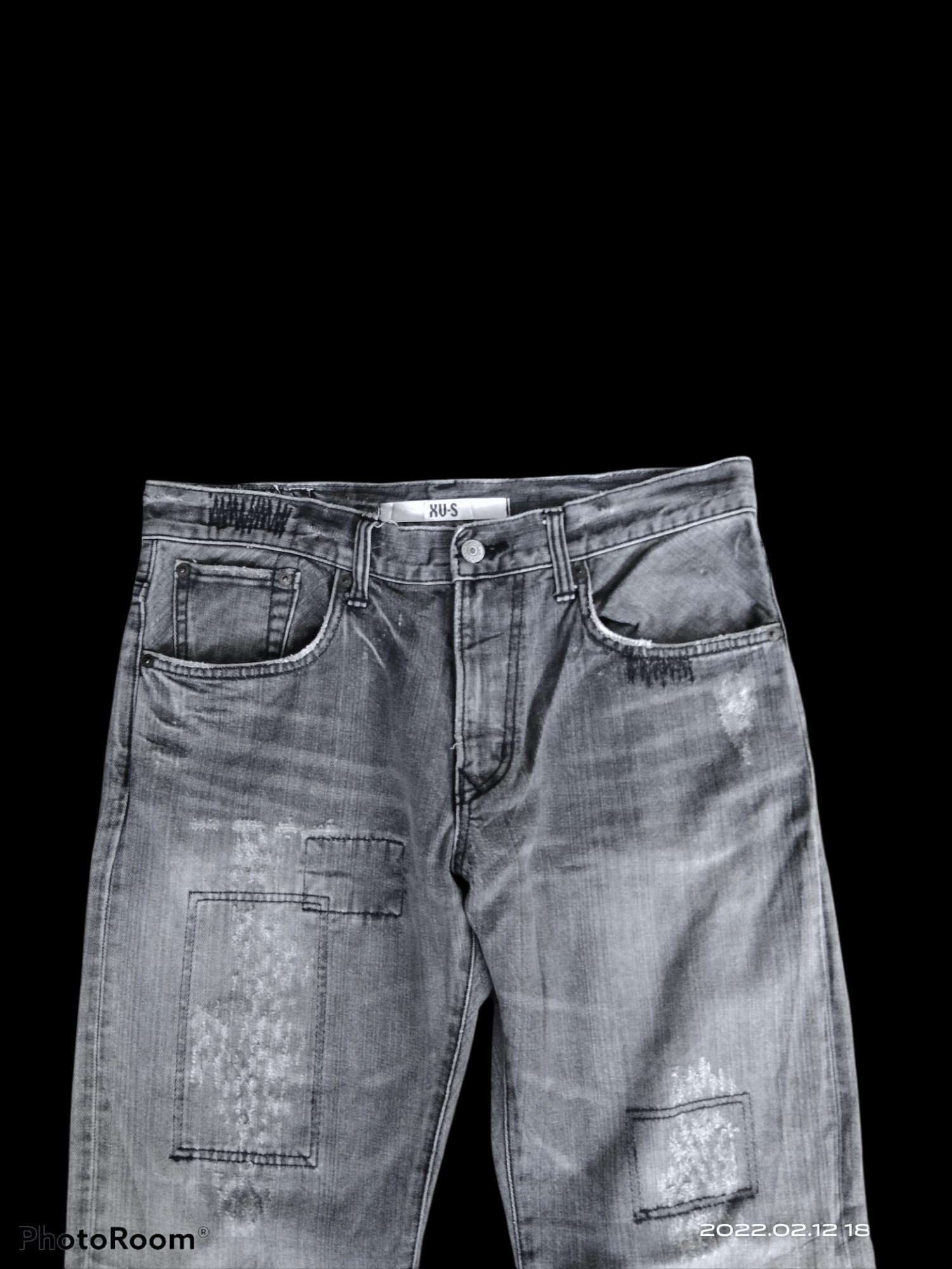 Japanese Brand DiSTRESSED FADE GREY PACHWORK EDWIN PANTS Size US 33 - 3 Thumbnail
