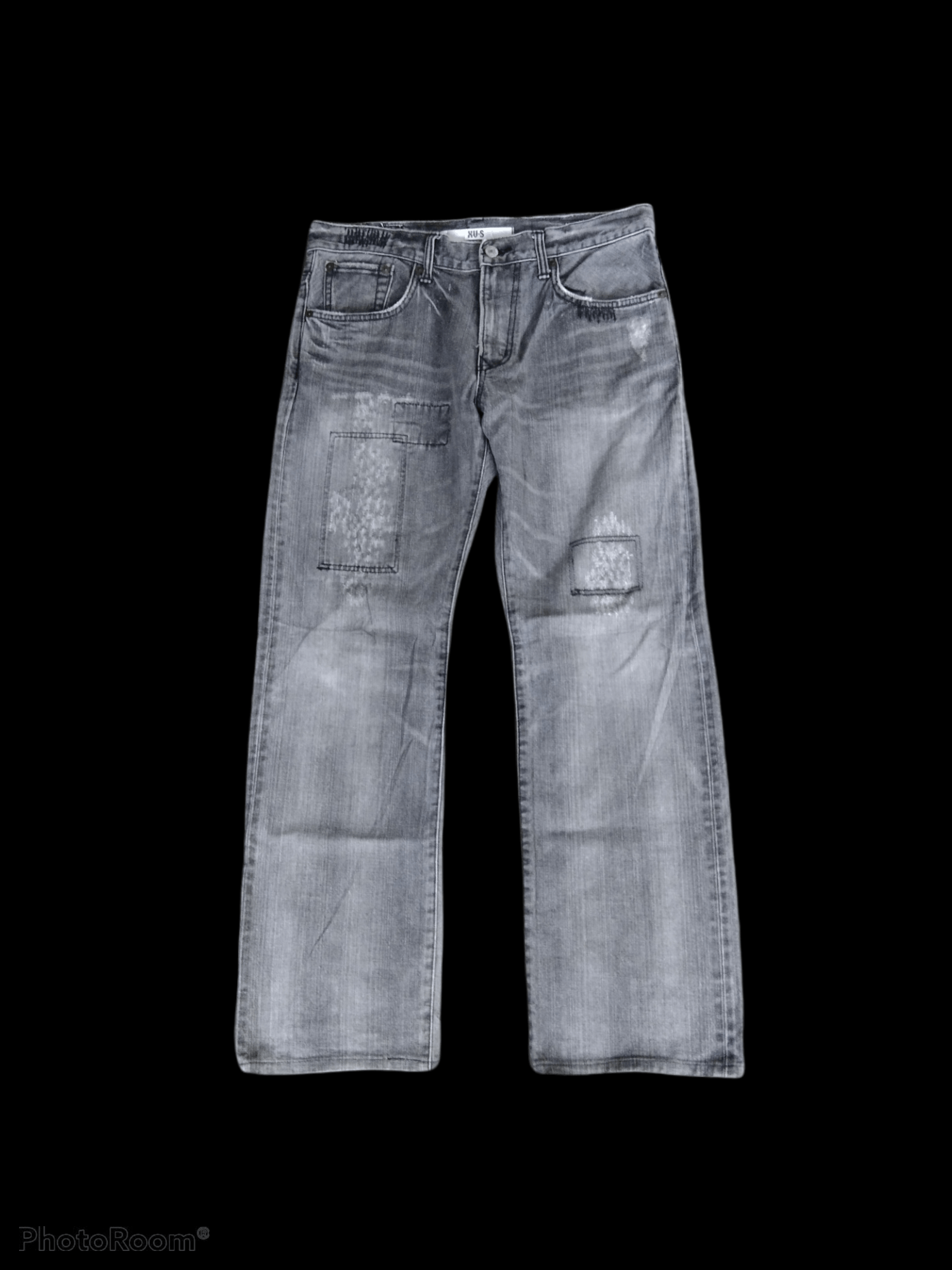 image of Avant Garde Distressed Fade Grey Pachwork Edwin Pants, Men's (Size 33)