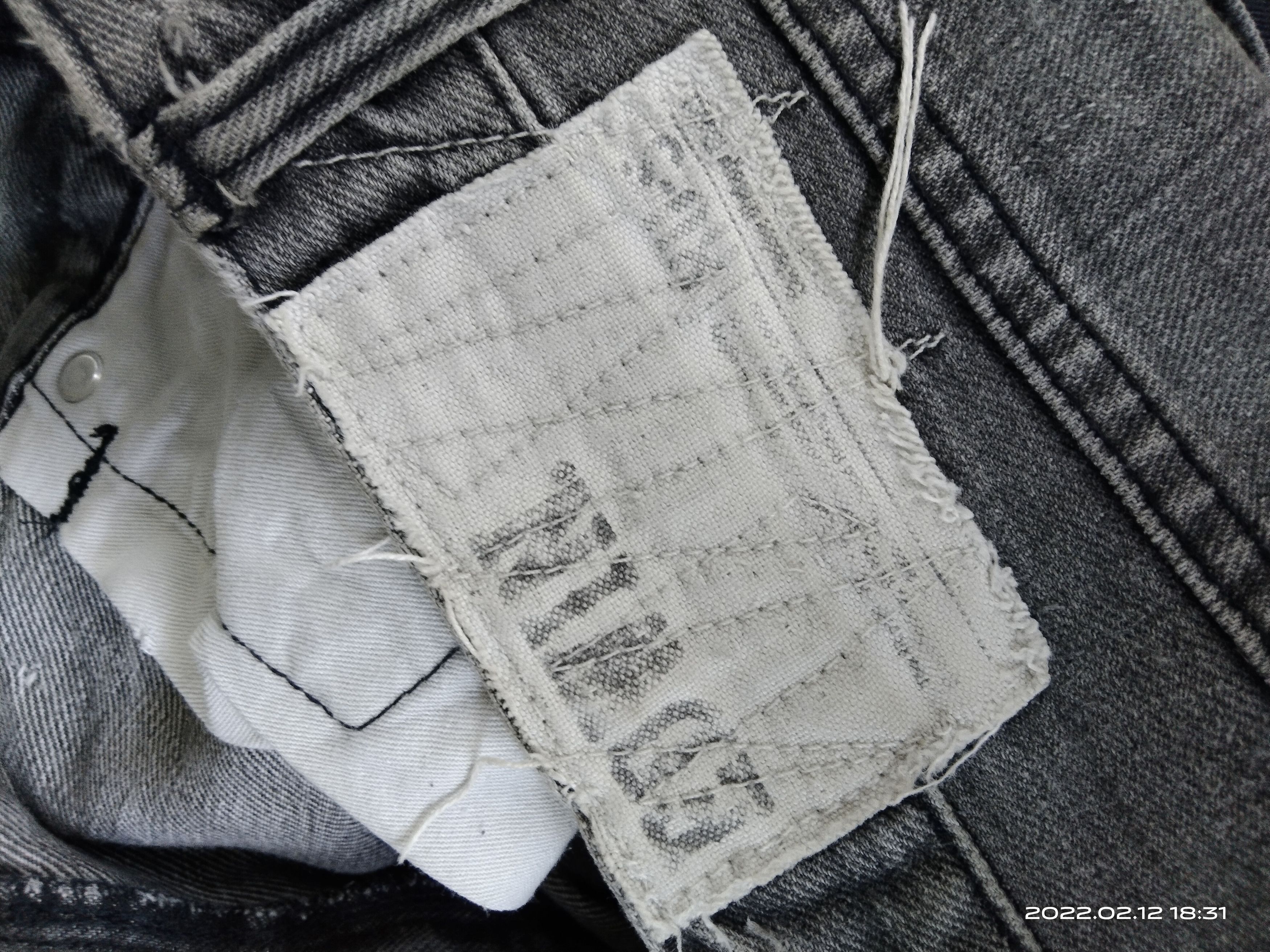 Japanese Brand DiSTRESSED FADE GREY PACHWORK EDWIN PANTS Size US 33 - 7 Thumbnail