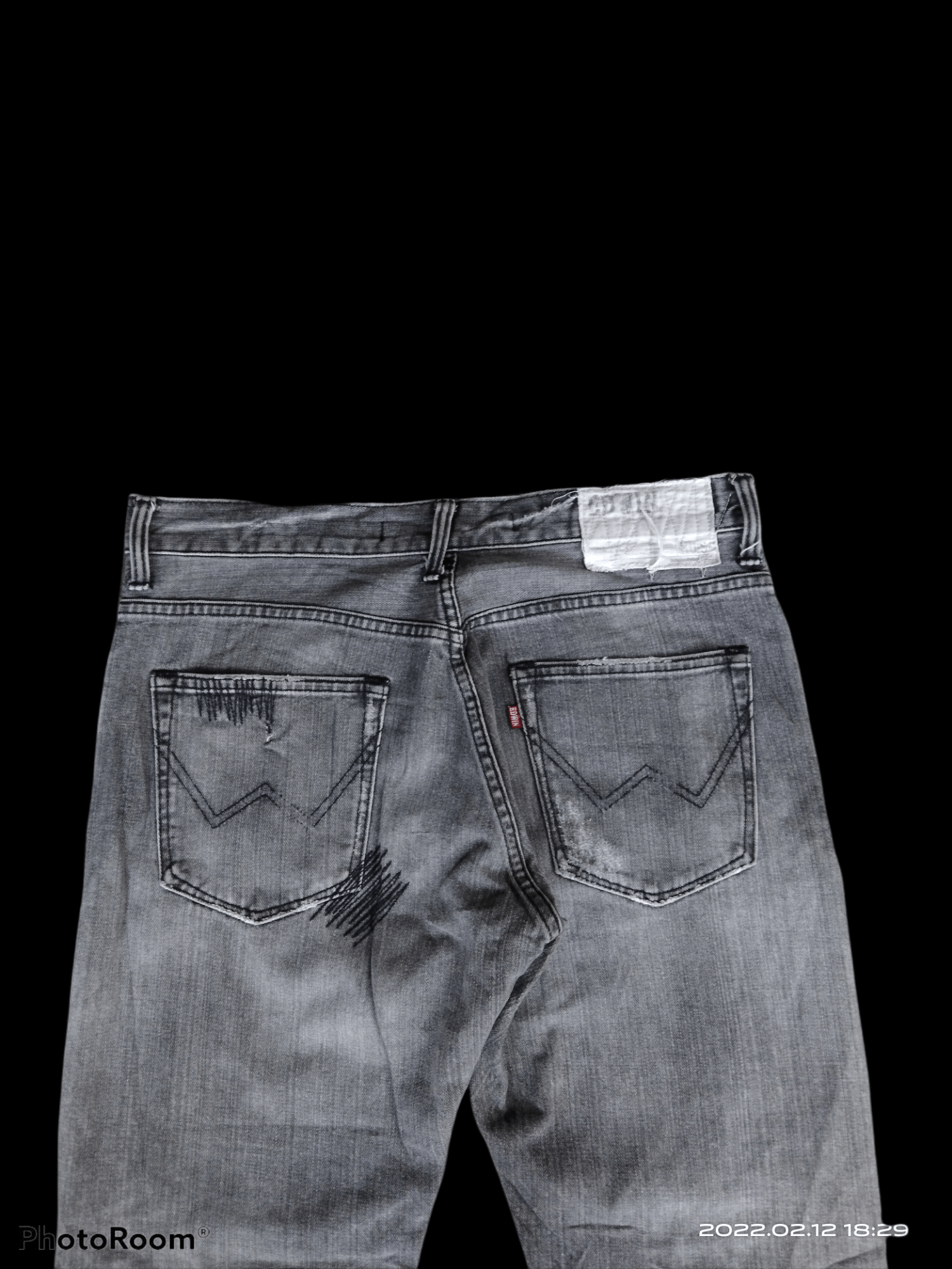 Japanese Brand DiSTRESSED FADE GREY PACHWORK EDWIN PANTS Size US 33 - 4 Thumbnail