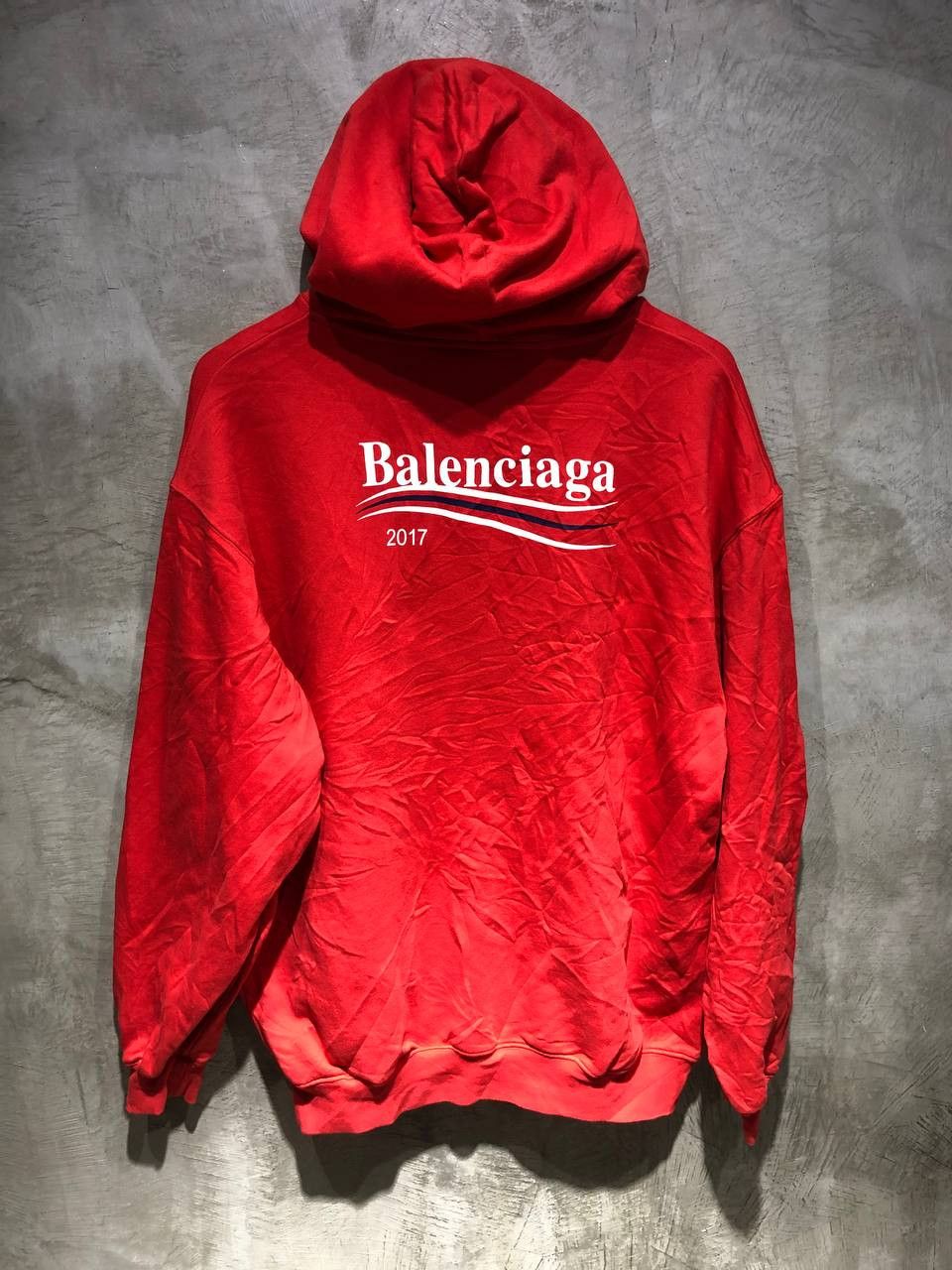 image of Balenciaga Campaign Pull Over Hoodie in Red, Men's (Size XL)