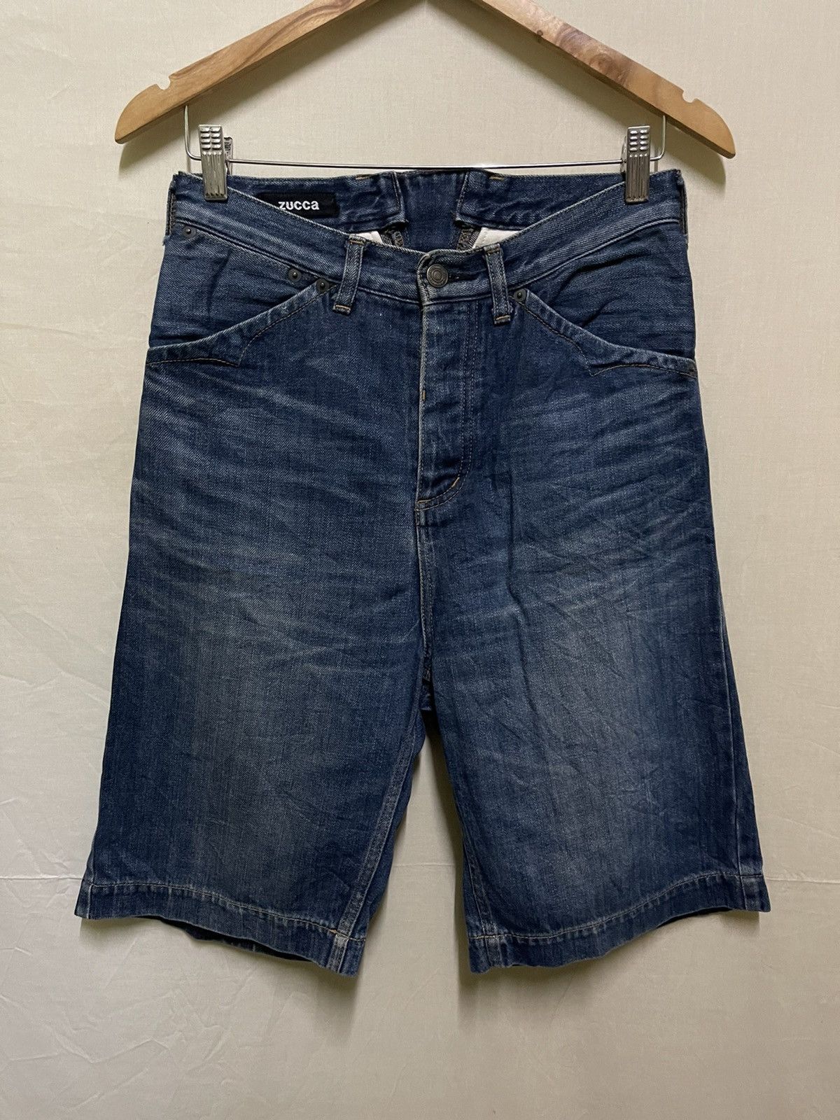 image of Cabane De Zucca x Issey Miyake Zucca Short Jeans in Blue, Men's (Size 28)