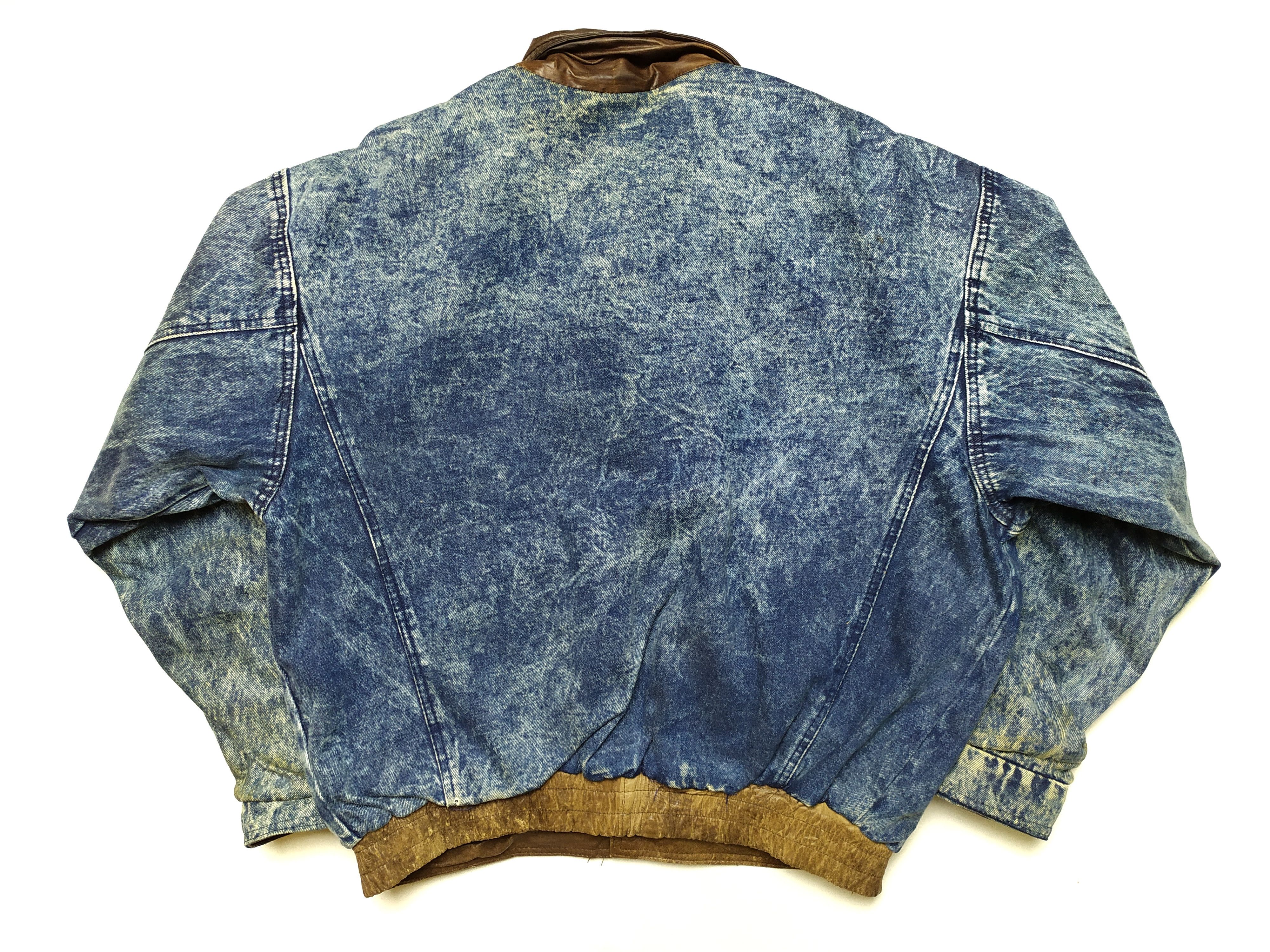Vintage Vintage Leather Washed Denim 2 side oversized Aviator Jacket Size US M / EU 48-50 / 2 - 10 Thumbnail