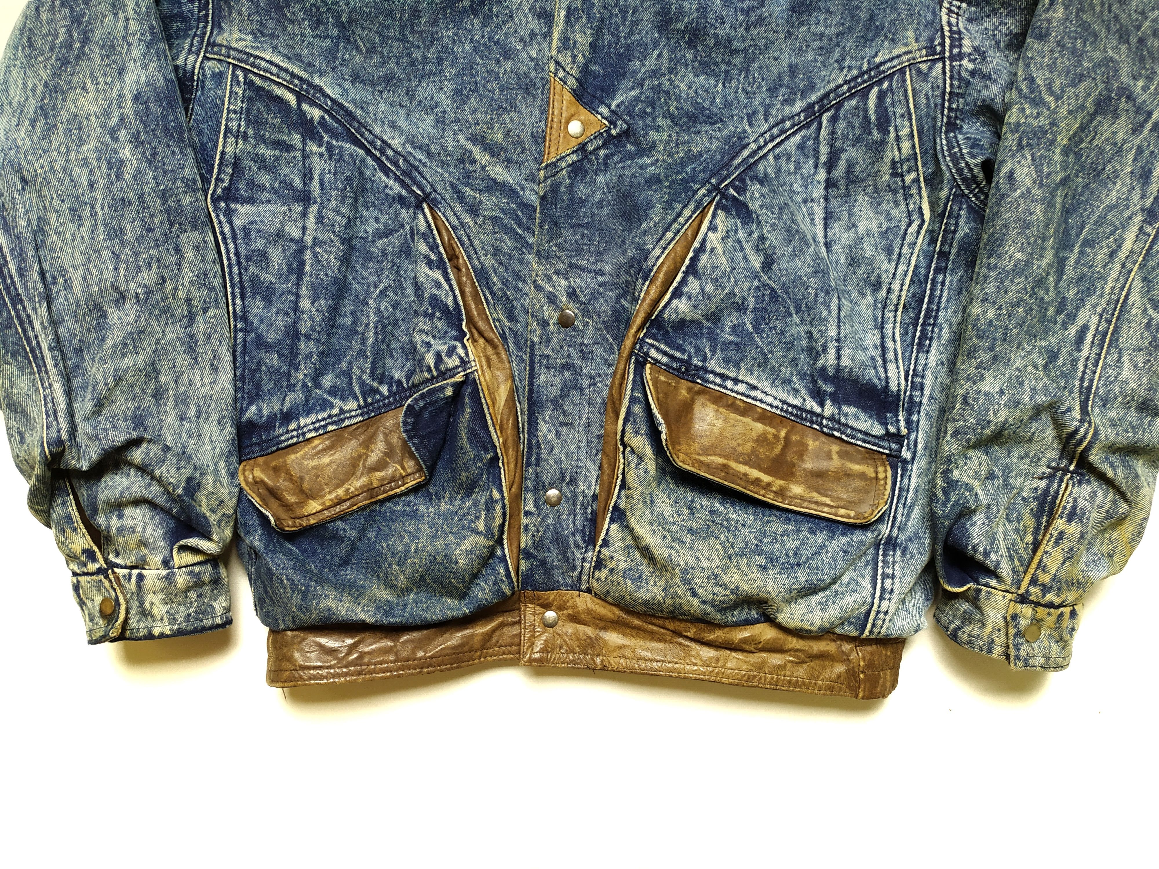 Vintage Vintage Leather Washed Denim 2 side oversized Aviator Jacket Size US M / EU 48-50 / 2 - 5 Thumbnail