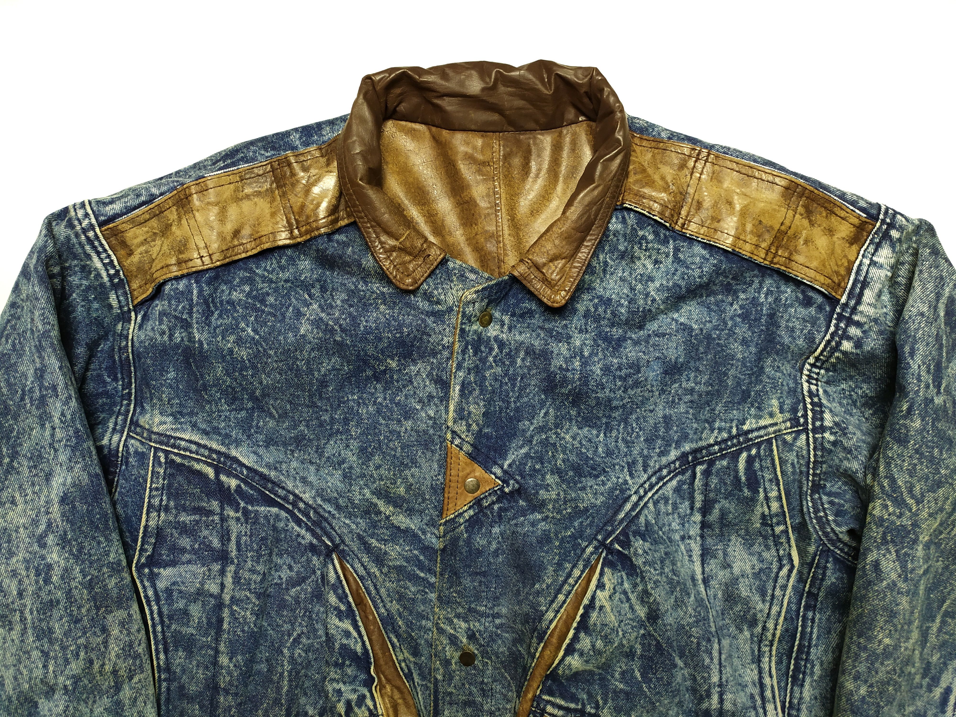 Vintage Vintage Leather Washed Denim 2 side oversized Aviator Jacket Size US M / EU 48-50 / 2 - 4 Thumbnail