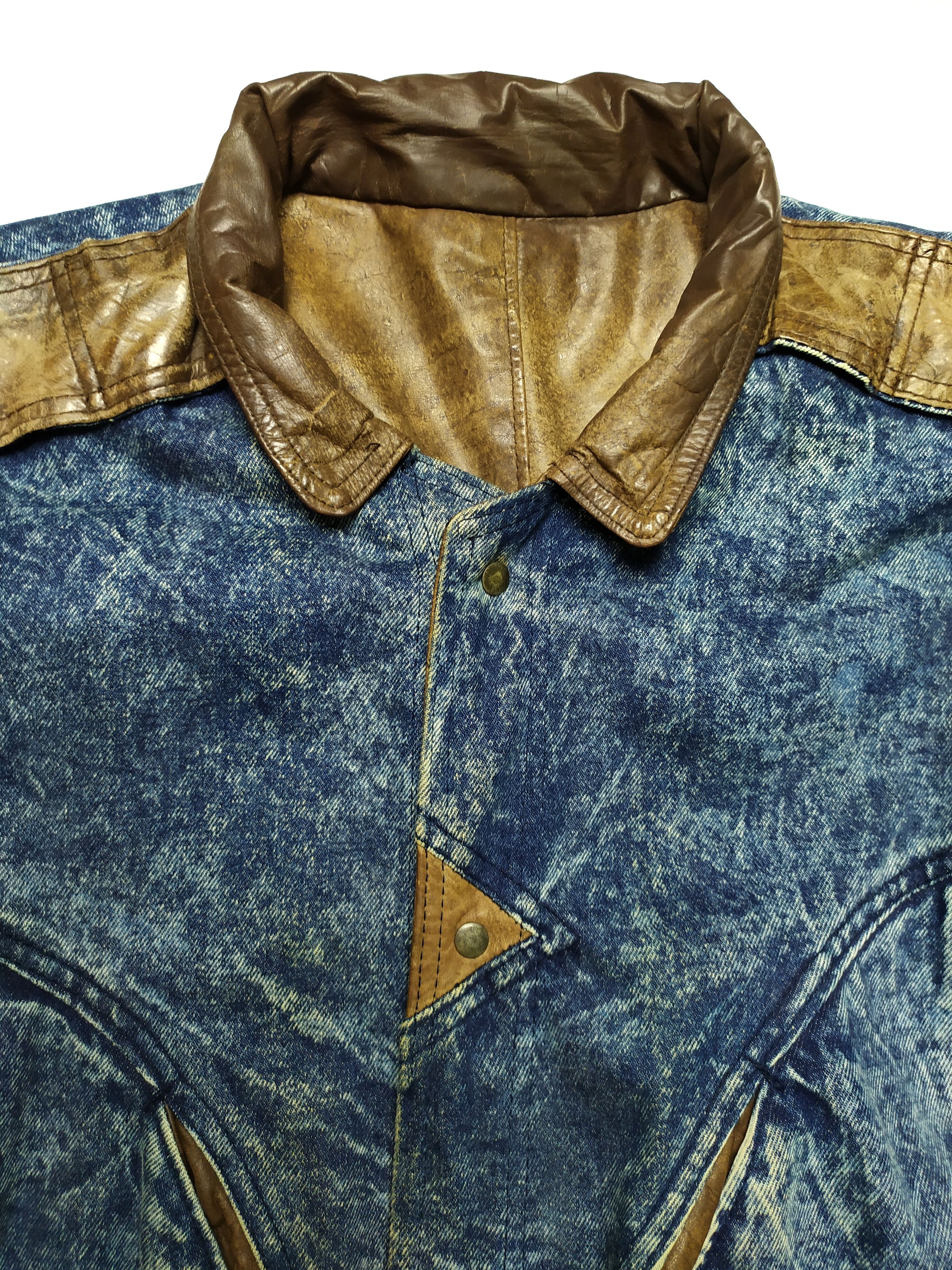 Vintage Vintage Leather Washed Denim 2 side oversized Aviator Jacket Size US M / EU 48-50 / 2 - 9 Thumbnail