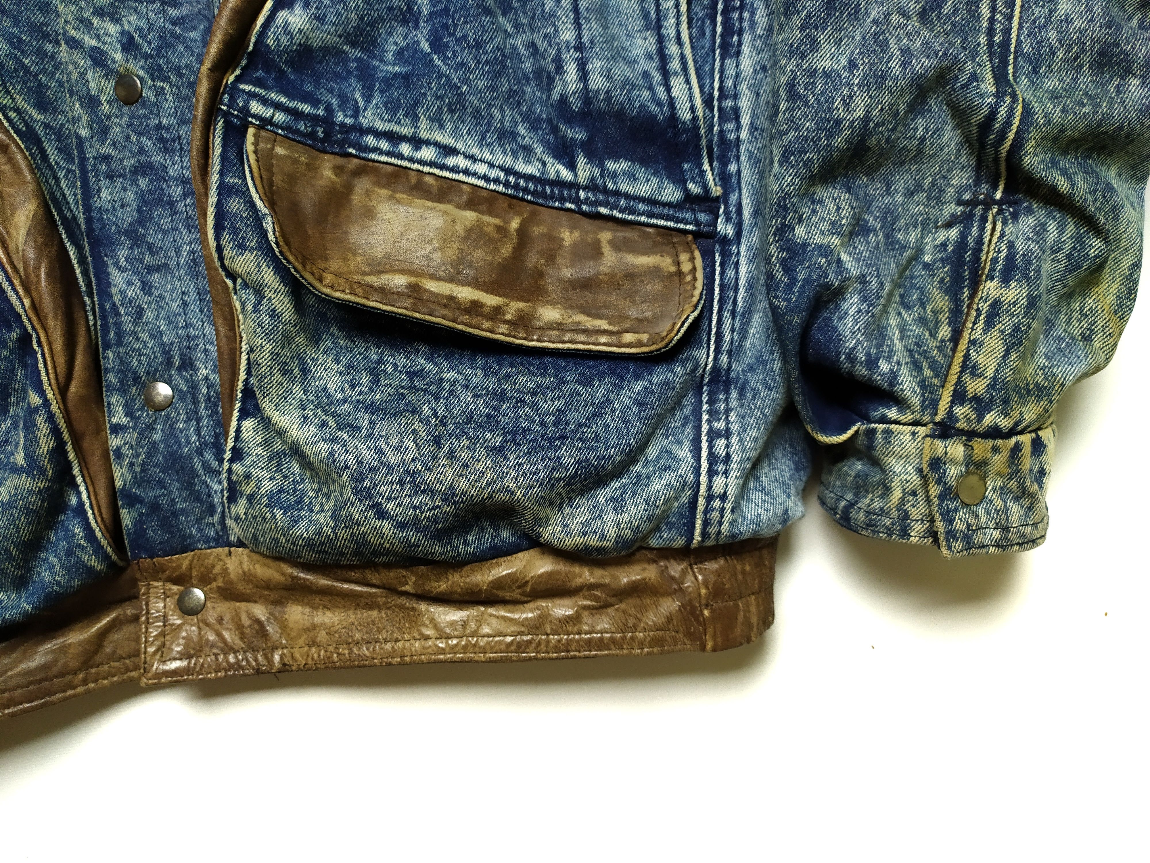 Vintage Vintage Leather Washed Denim 2 side oversized Aviator Jacket Size US M / EU 48-50 / 2 - 7 Thumbnail