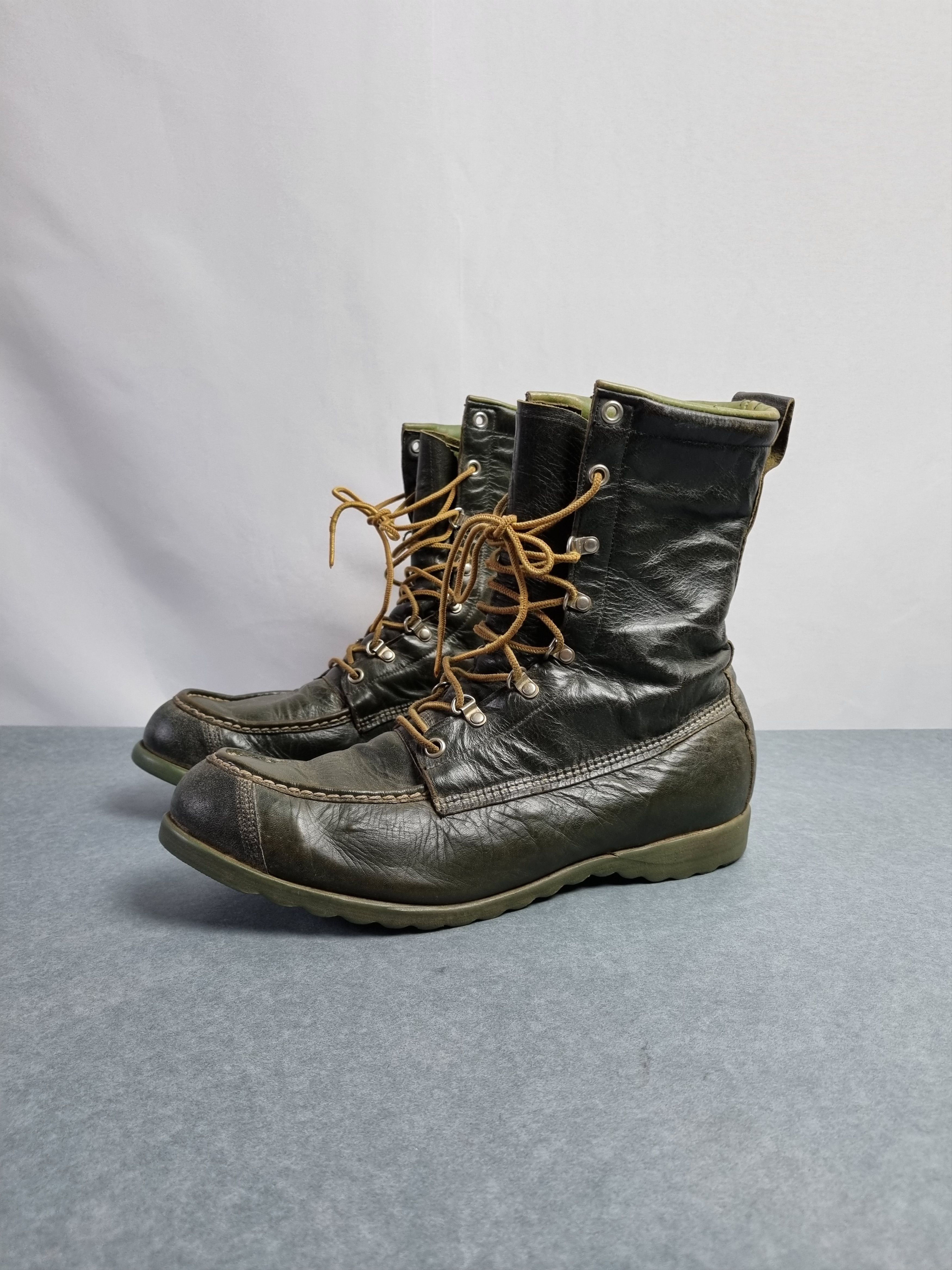 Sears × Vintage 70s Sears Ted Williams Kangaroo Leather Green Boots Size US 8.5 / EU 41-42 - 3 Thumbnail