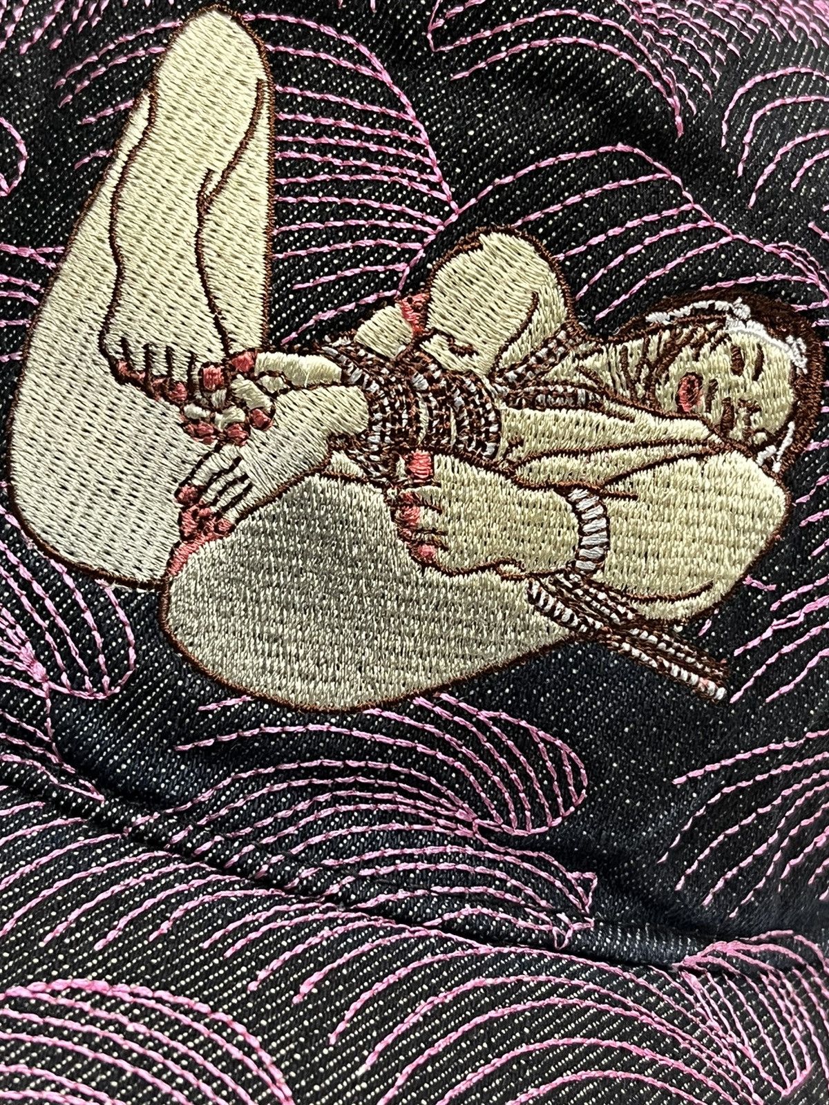 RMC Jeans FYE🔥Vtg RMC Nude Girl Embroidery Denim Full Cap Size ONE SIZE - 11 Thumbnail