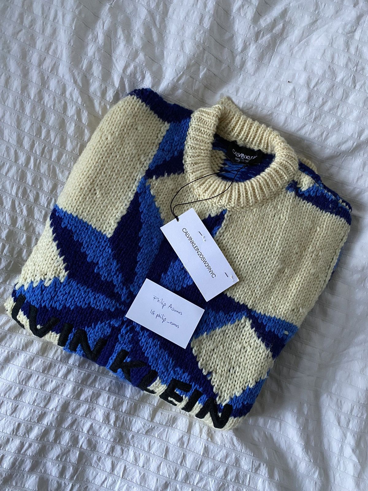 Calvin Klein 205W39NYC × Raf Simons 2500$ Hand Knitted Logo Sweater M Raf Simons Size US M / EU 48-50 / 2 - 3 Thumbnail