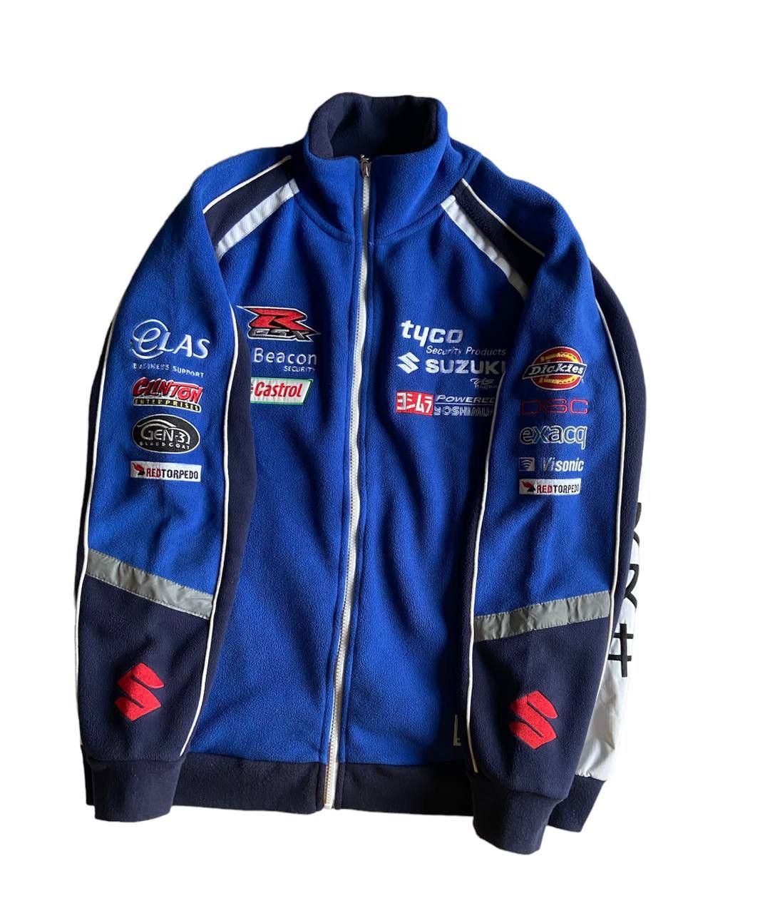 Image of Vintage Suzuki Racing Nascar Moto Fleece in Blue, Men's (Size Small)