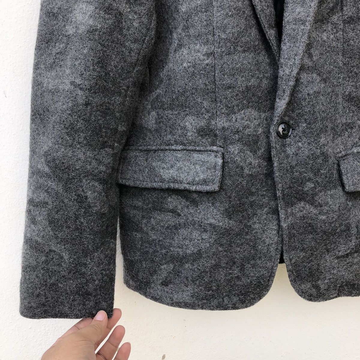 Japanese Brand MOHAIR JACKET CAMO DESIGN MILITARY BERNINGS SHO BLACK LABEL Size US XL / EU 56 / 4 - 3 Thumbnail